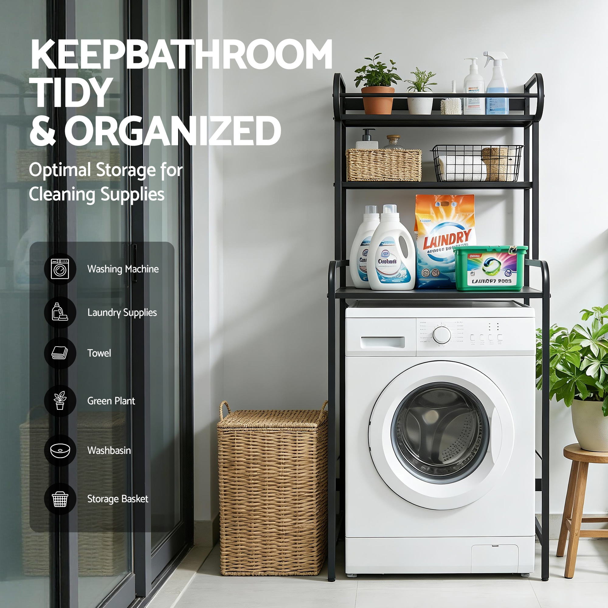 Artiss Bathroom Storage Shelf Over Washing Machine Toilet 3 Tier Bedworld