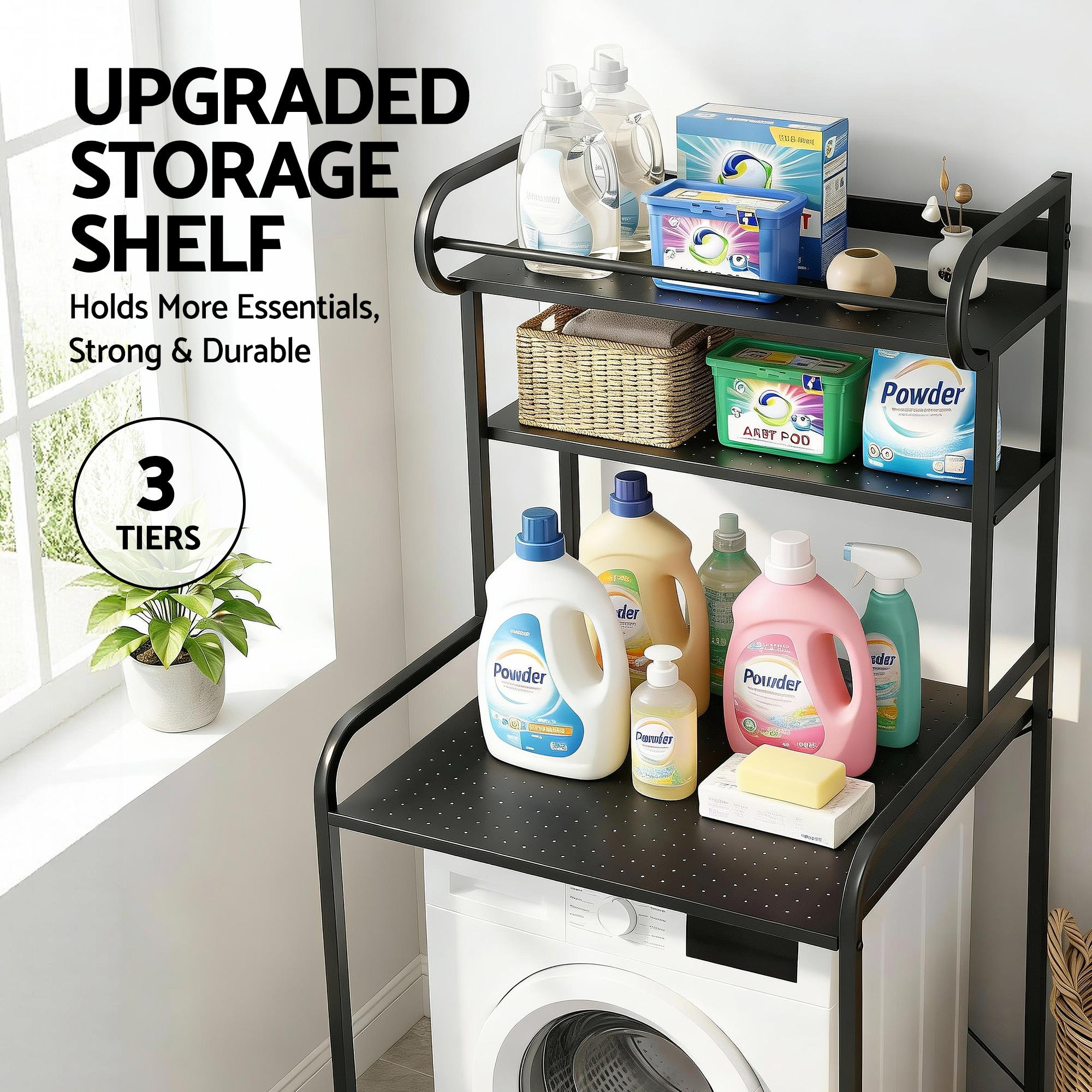 Artiss Bathroom Storage Shelf Over Washing Machine Toilet 3 Tier Bedworld