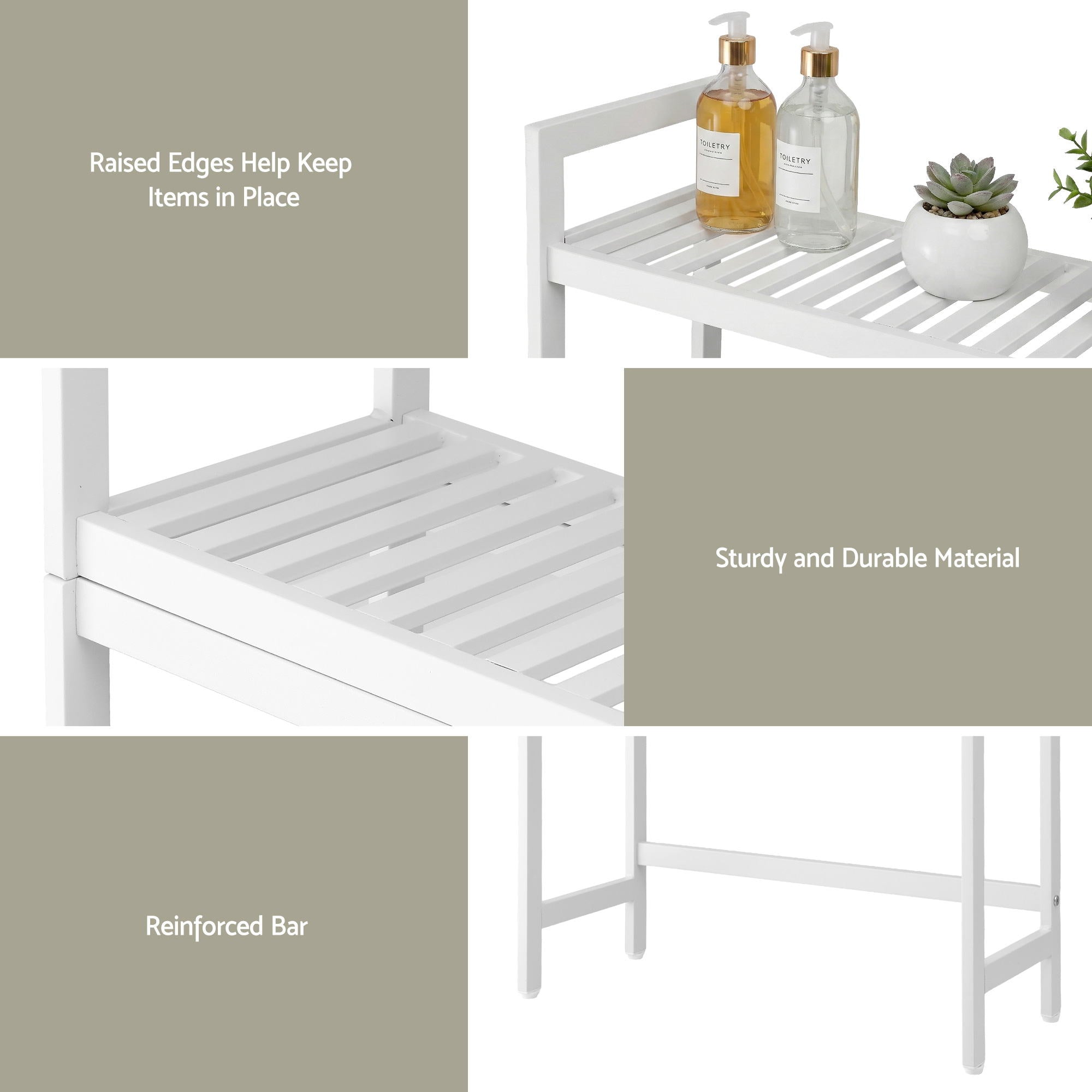Artiss Over Toilet Storage Bathroom Rack Space Saving 3 Tier Organiser White Bedworld