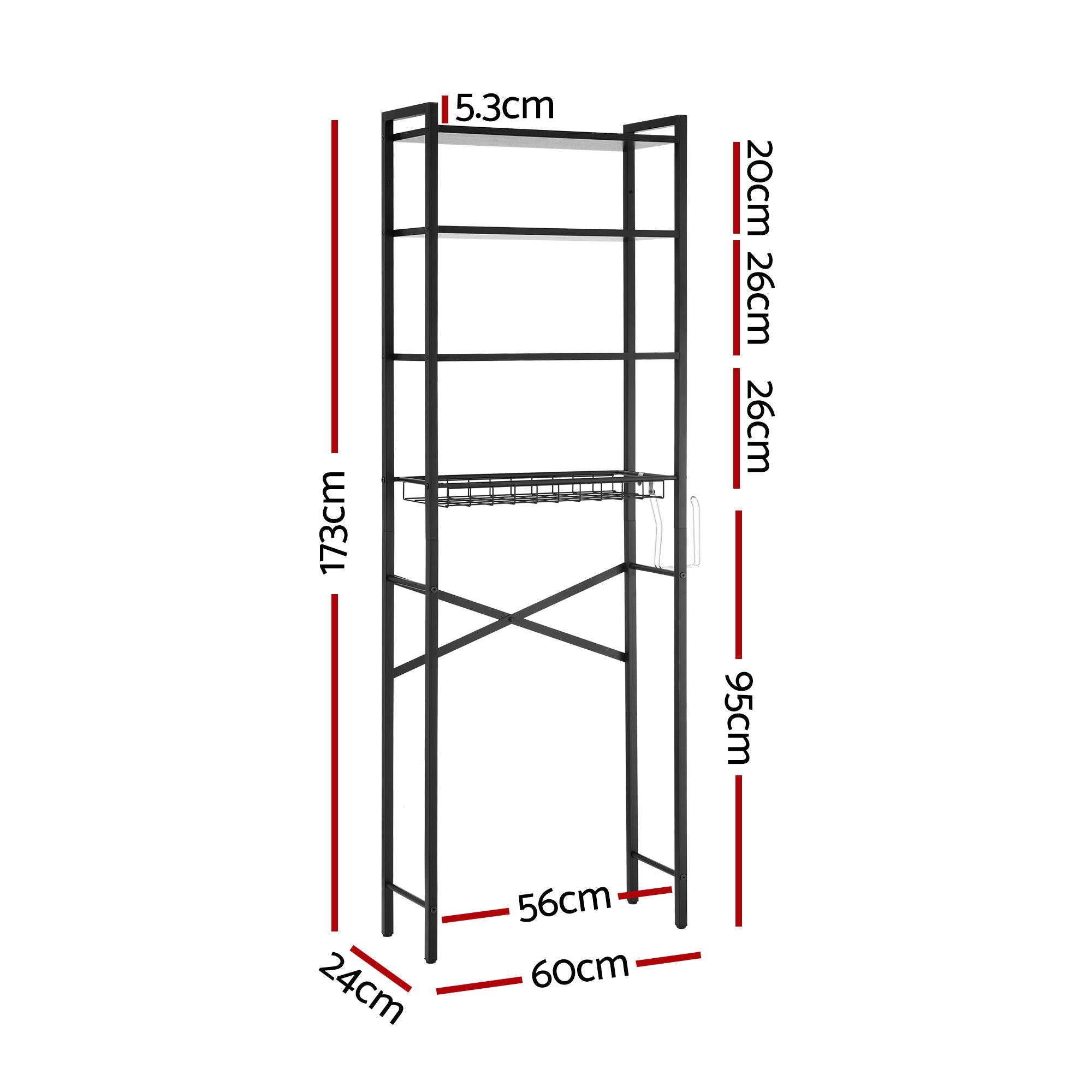 Artiss Over Toilet Bathroom Storage Rack Space Saving 4 Tier Organiser White Bedworld