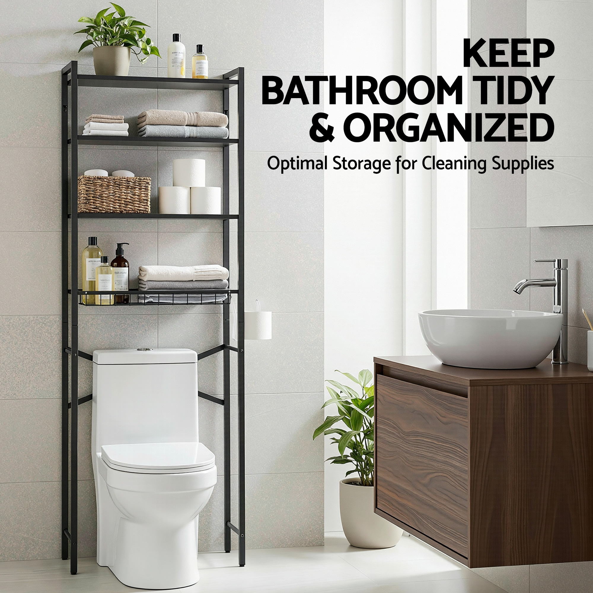 Artiss Over Toilet Bathroom Storage Rack Space Saving 4 Tier Organiser White Bedworld