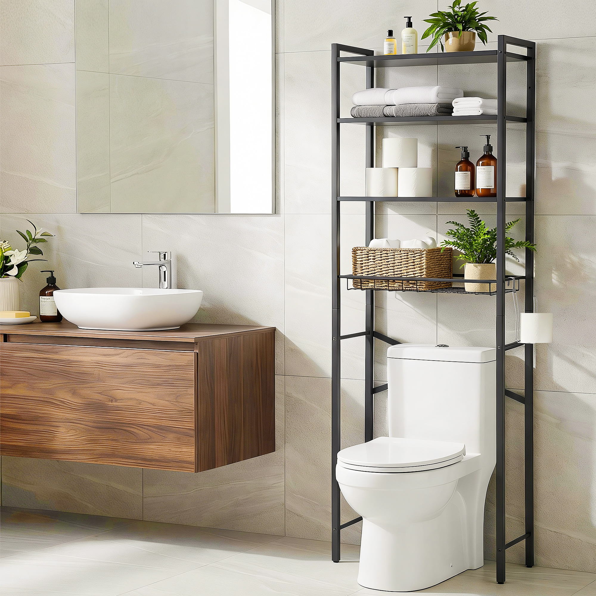 Artiss Over Toilet Bathroom Storage Rack Space Saving 4 Tier Organiser White Bedworld