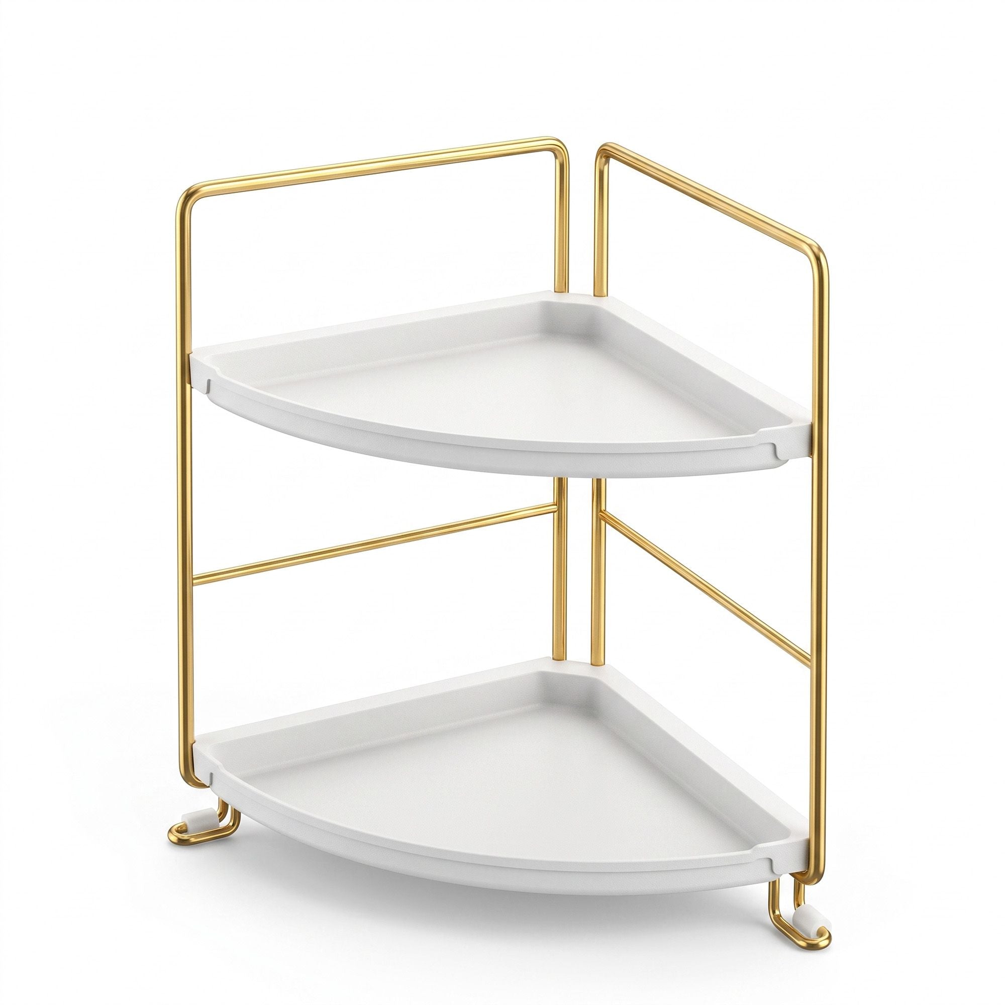 Artiss Bathroom Corner Shelf Countertop Organiser Vanity Storage Rack White Gold Bedworld