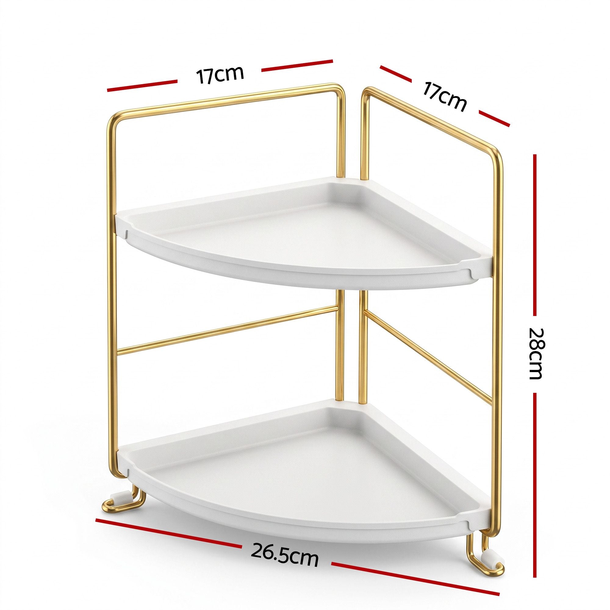 Artiss Bathroom Corner Shelf Countertop Organiser Vanity Storage Rack White Gold Bedworld