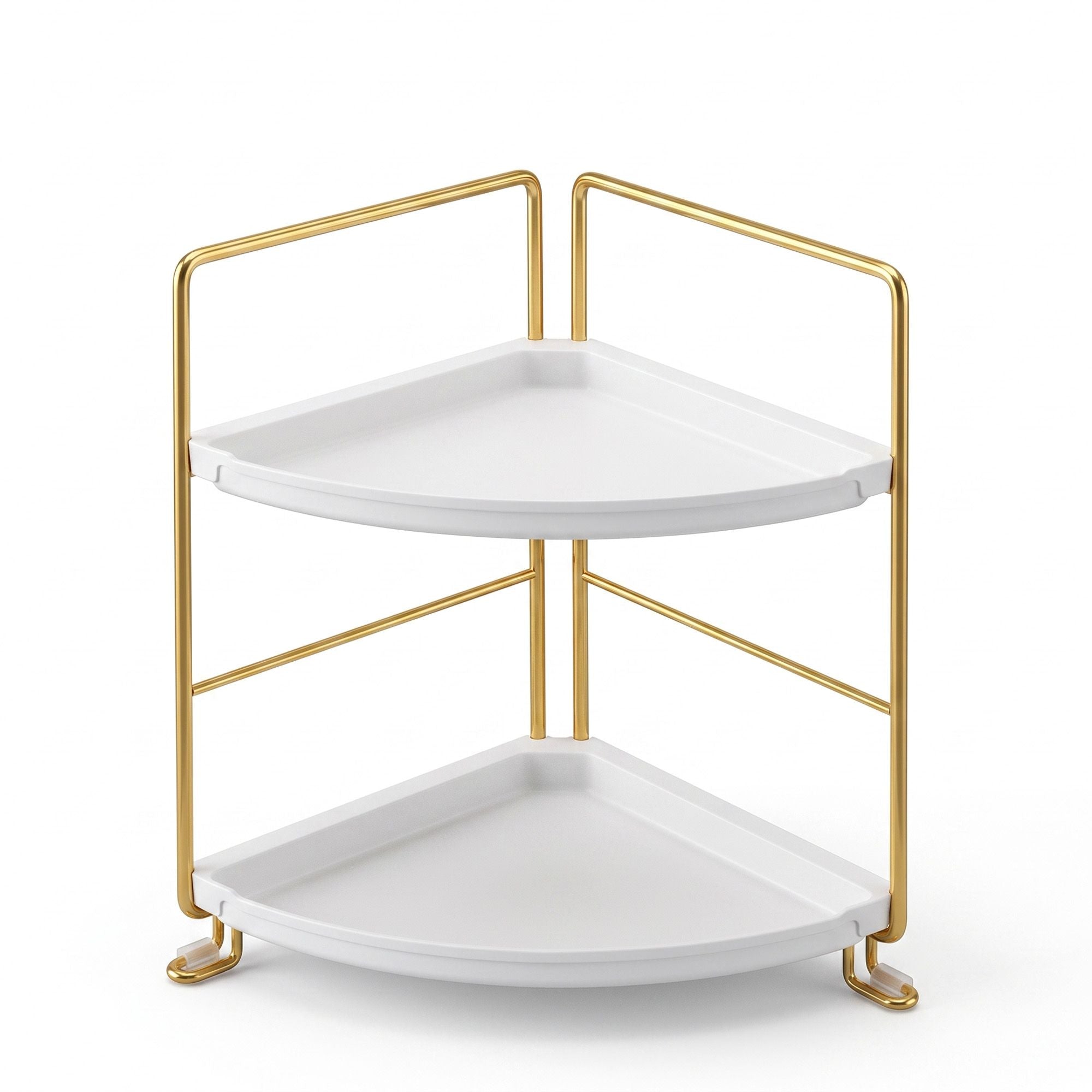 Artiss Bathroom Corner Shelf Countertop Organiser Vanity Storage Rack White Gold Bedworld