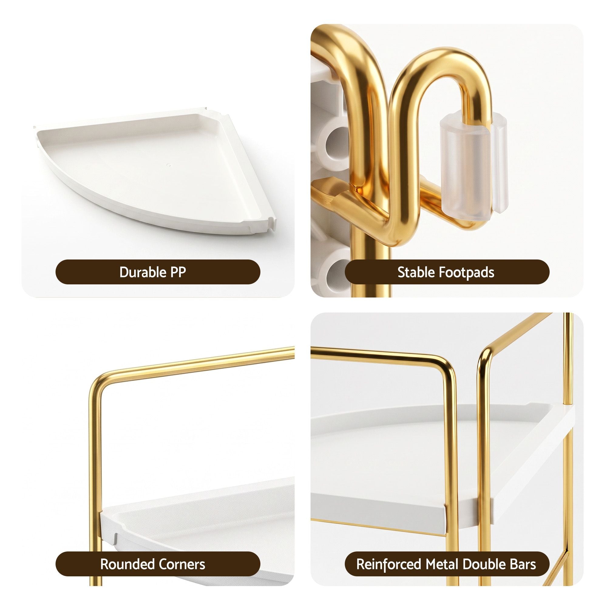 Artiss Bathroom Corner Shelf Countertop Organiser Vanity Storage Rack White Gold Bedworld