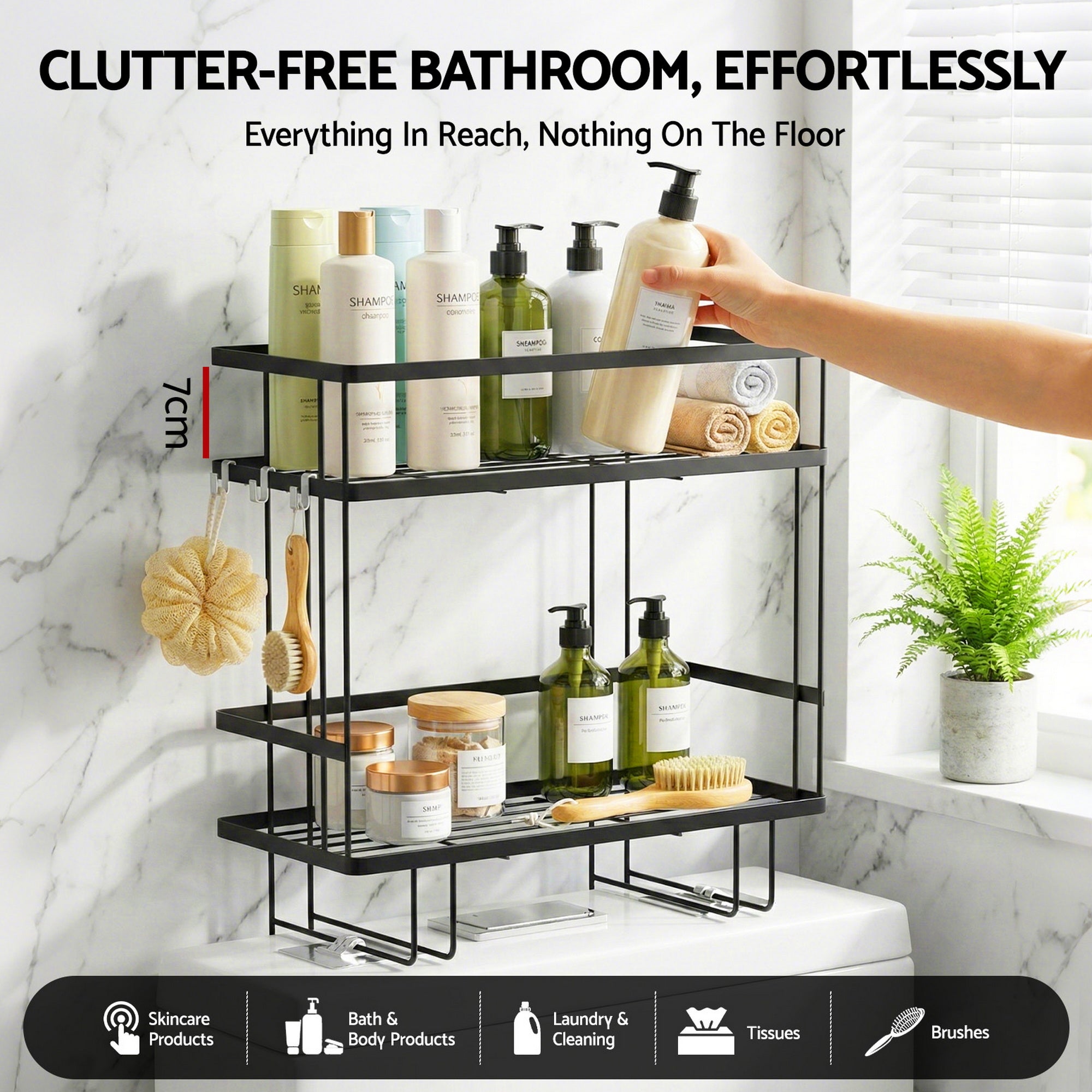 Artiss Over Toilet Storage Rack Bathroom Shelf Organizer 2 Tier Bedworld