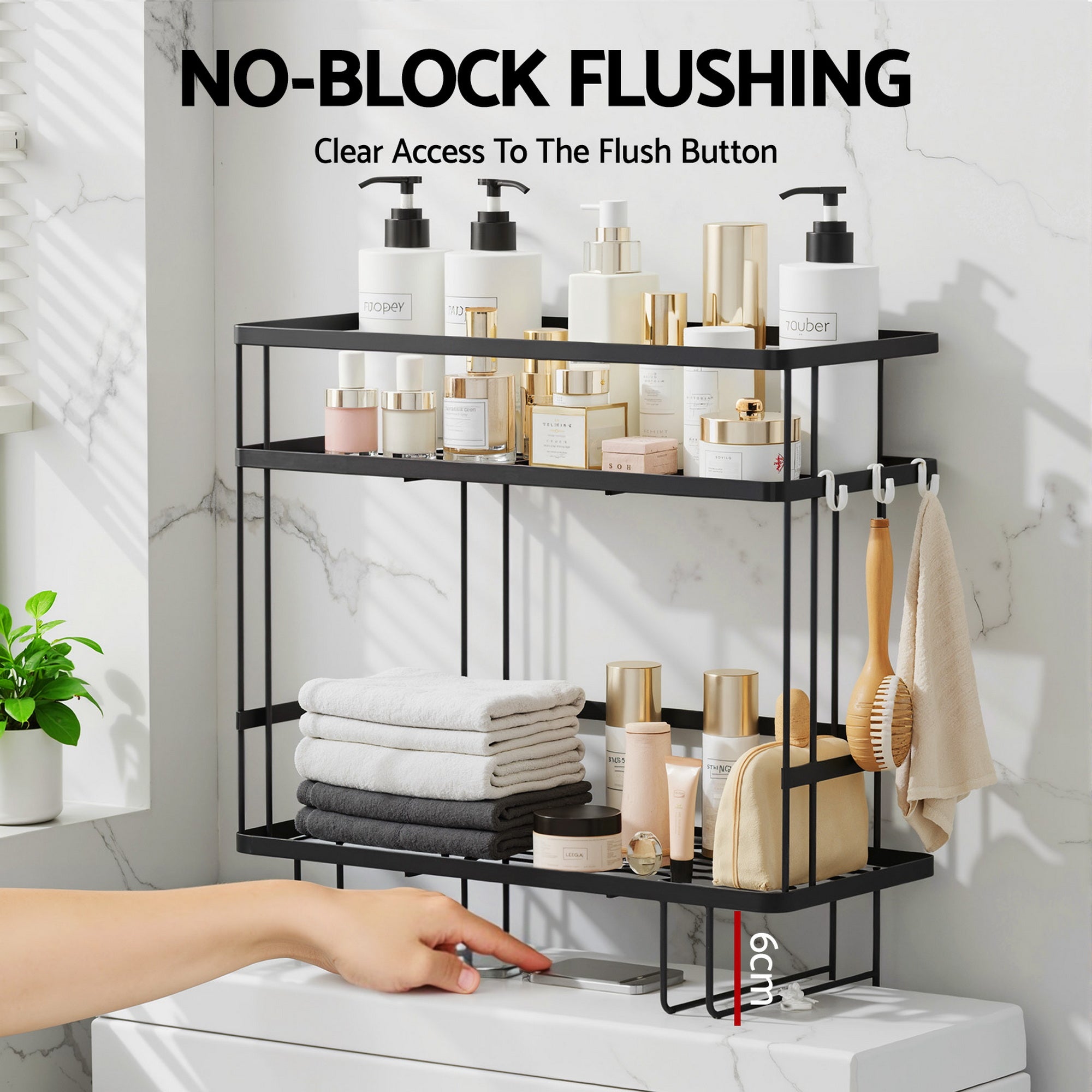 Artiss Over Toilet Storage Rack Bathroom Shelf Organizer 2 Tier Bedworld