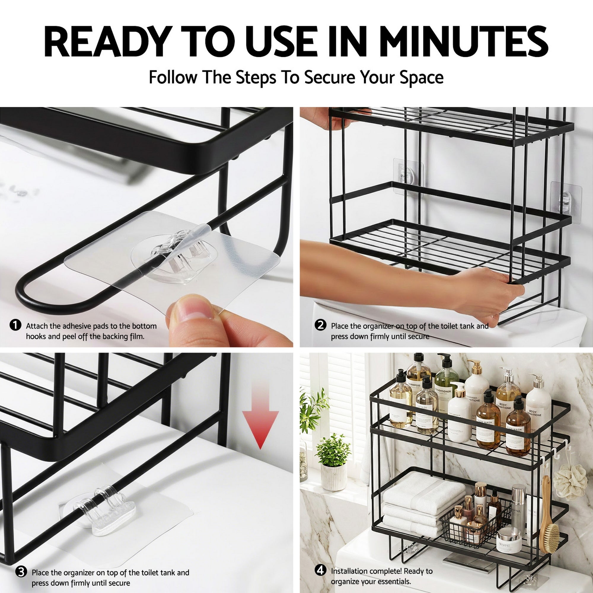 Artiss Over Toilet Storage Rack Bathroom Shelf Organizer 2 Tier Bedworld