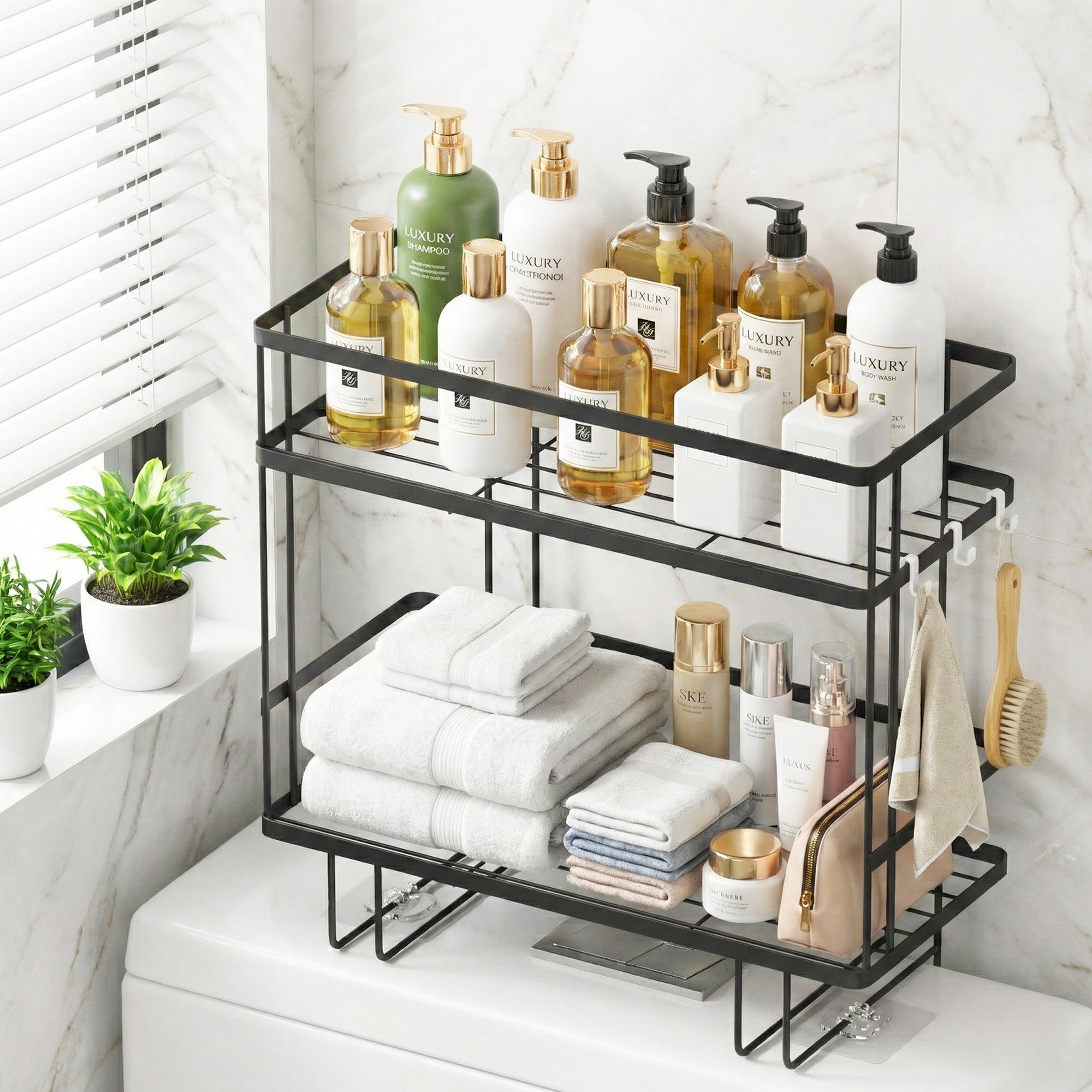 Artiss Over Toilet Storage Rack Bathroom Shelf Organizer 2 Tier Bedworld