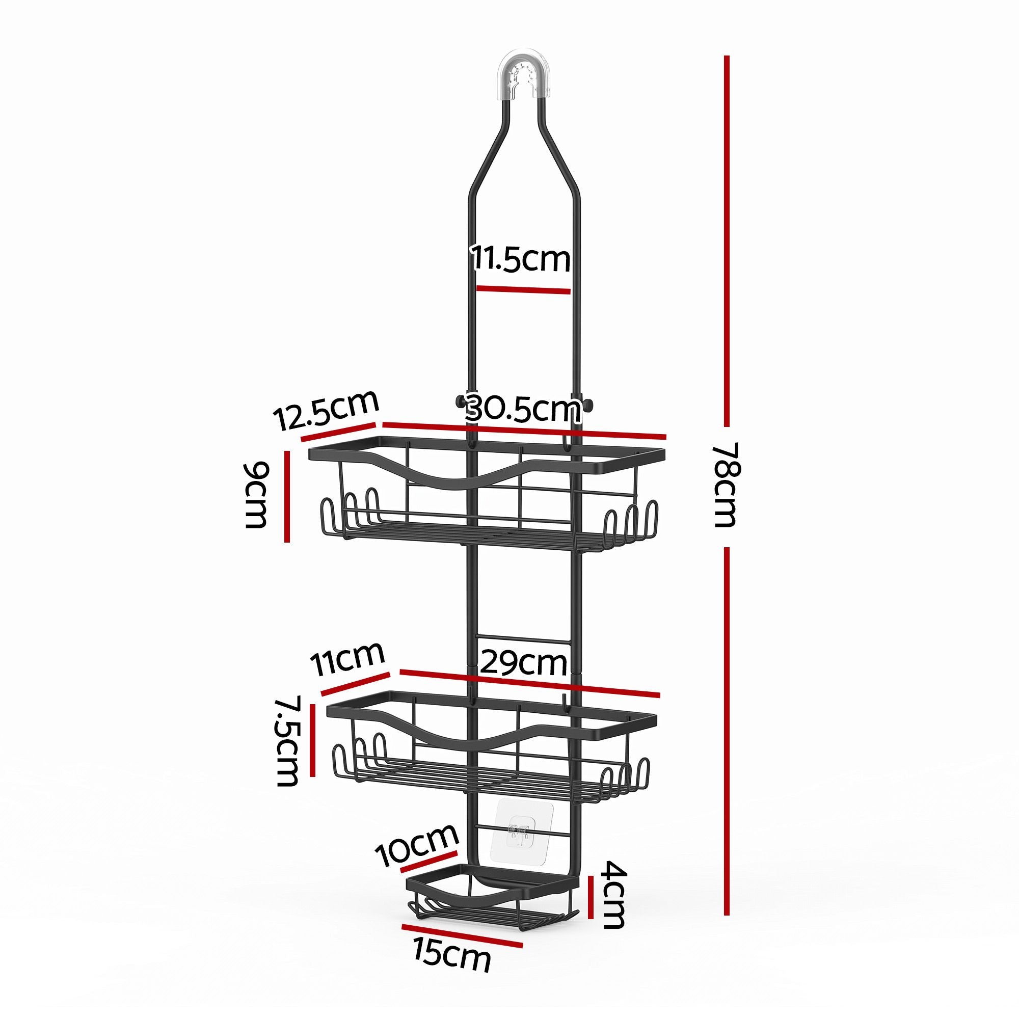 Artiss Shower Caddy Hanging Bathroom Organiser Over Head Black Bedworld