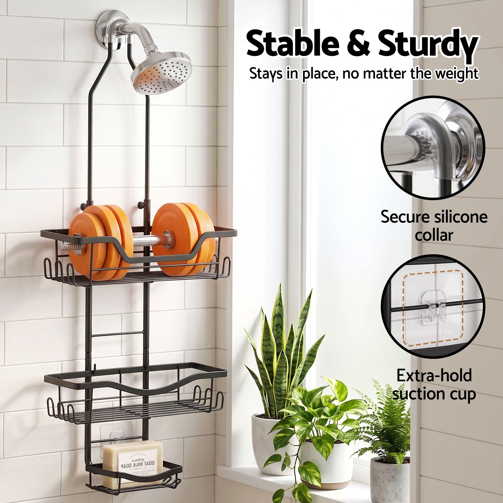 Artiss Shower Caddy Hanging Bathroom Organiser Over Head Black Bedworld