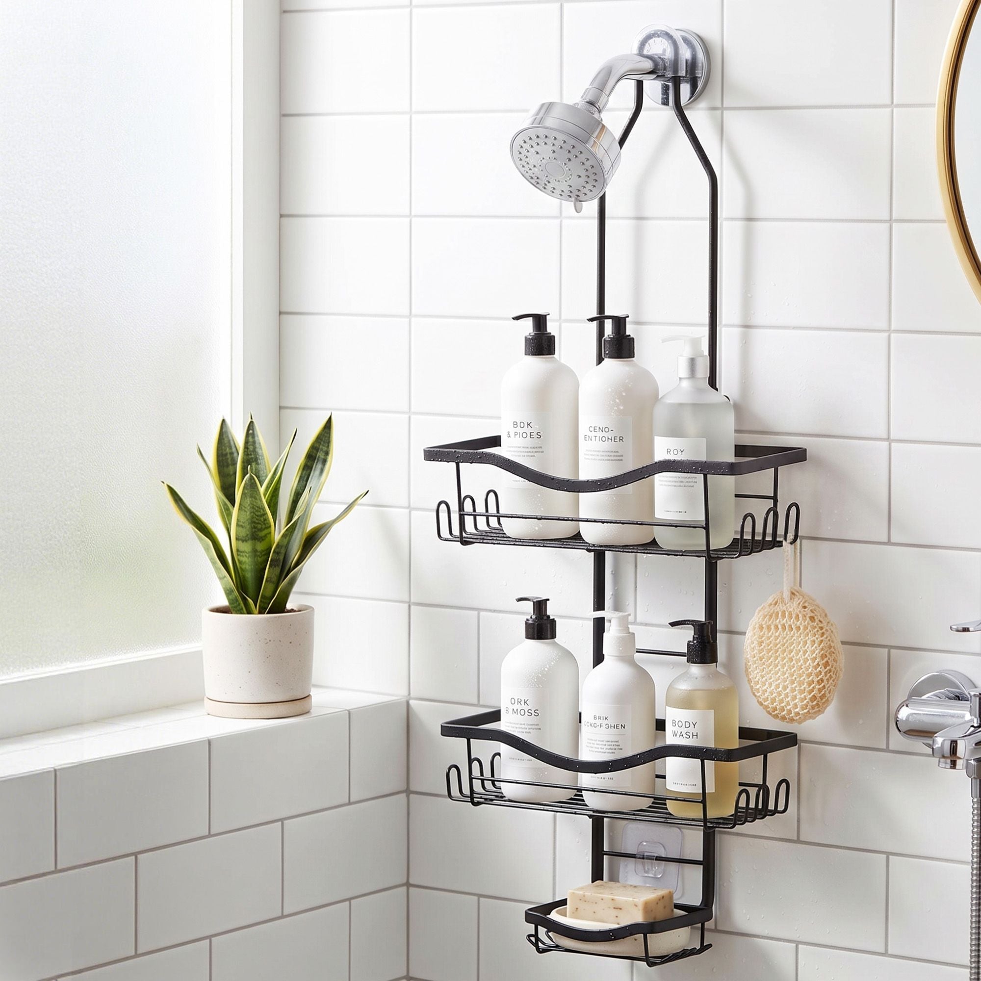 Artiss Shower Caddy Hanging Bathroom Organiser Over Head Black Bedworld
