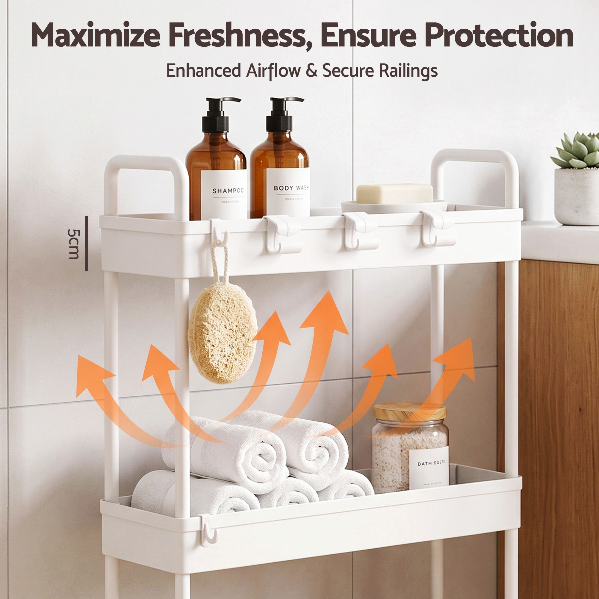Artiss 3 Tier Slim Storage Trolley Narrow Utility Organiser Rack White Bedworld