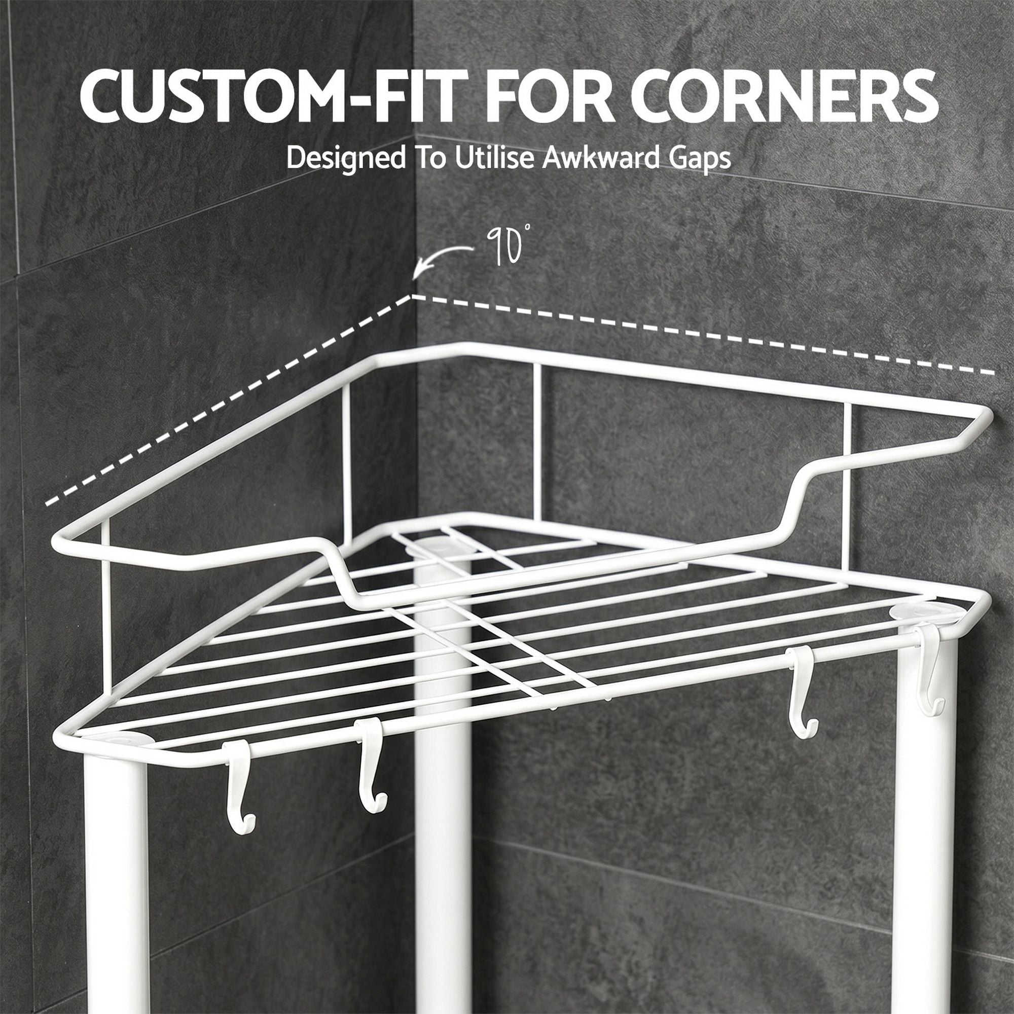 Artiss 4 Tier Floor Standing Corner Shower Caddy Bathroom Organizer White Bedworld