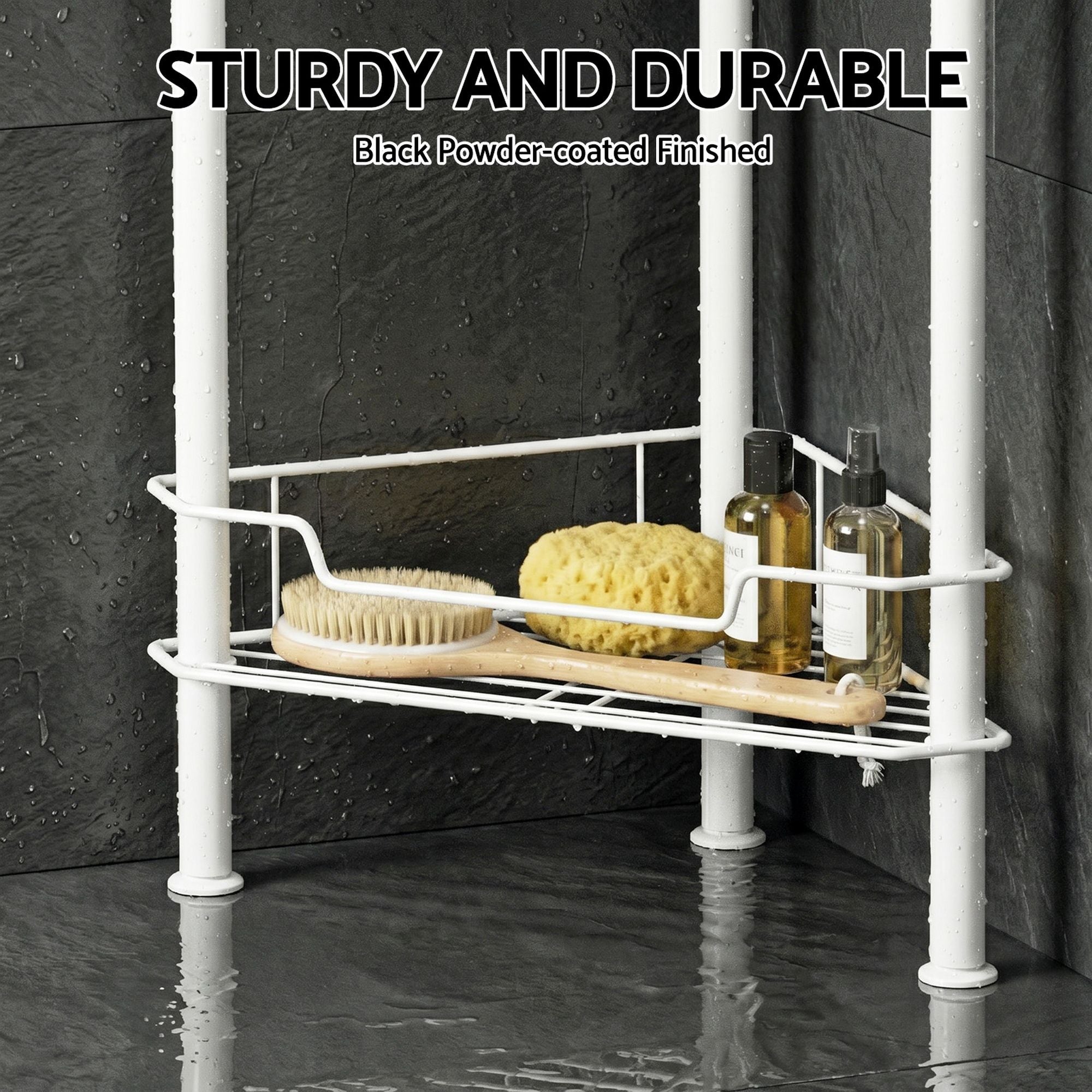 Artiss 4 Tier Floor Standing Corner Shower Caddy Bathroom Organizer White Bedworld