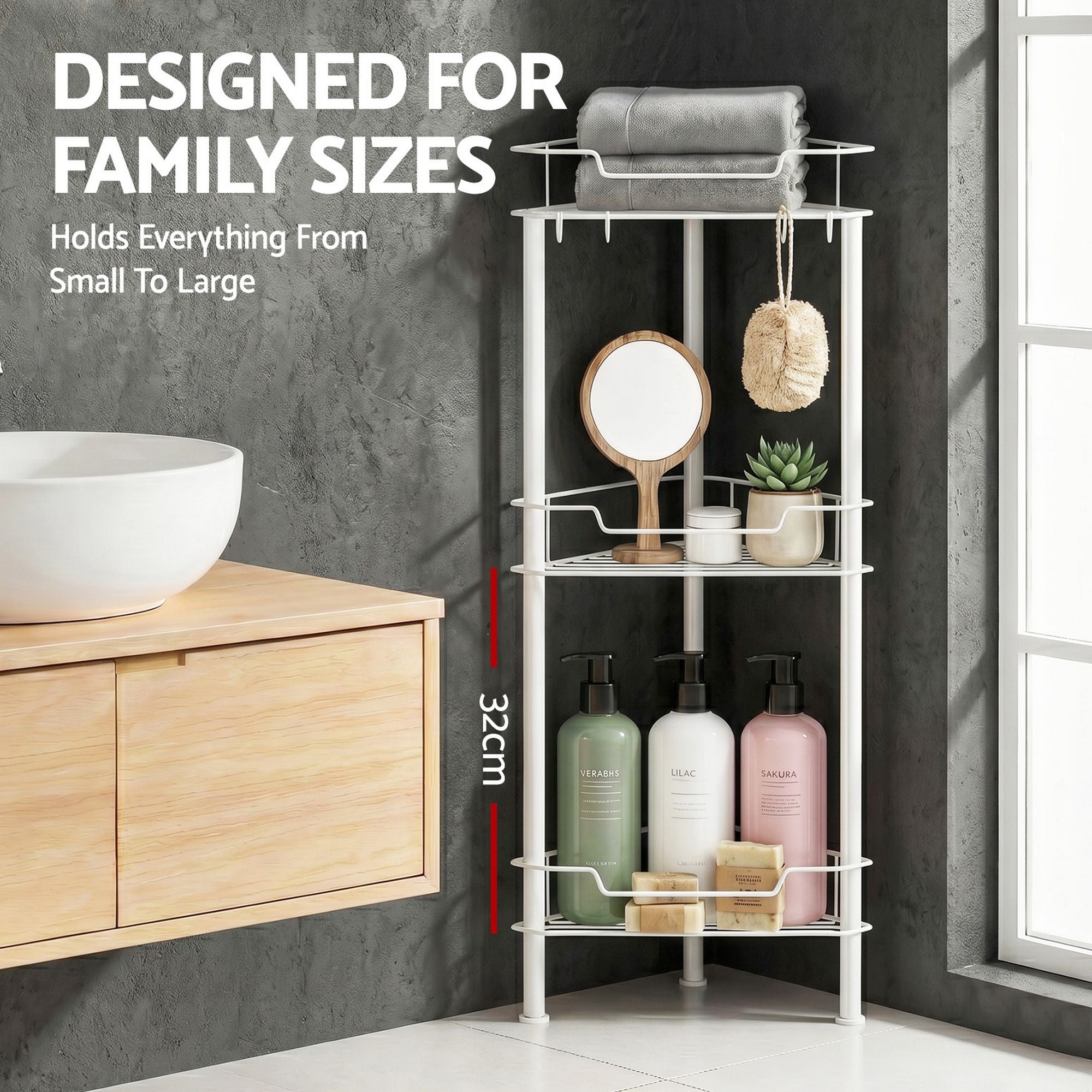Artiss 4 Tier Floor Standing Corner Shower Caddy Bathroom Organizer White Bedworld