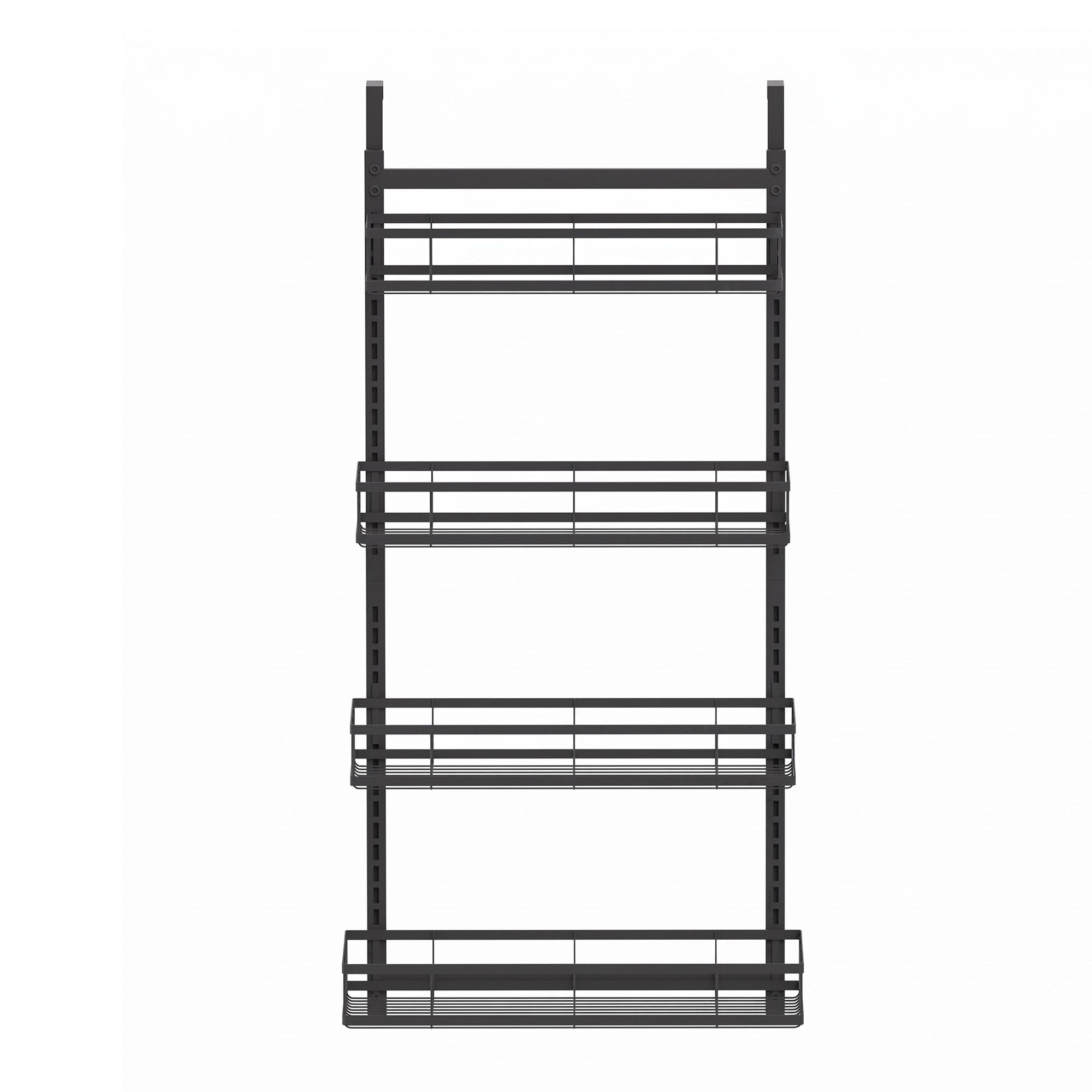 Artiss Over Door Bathroom Rack Hanging Organiser 4 Tier No Drill 91cm Black Bedworld