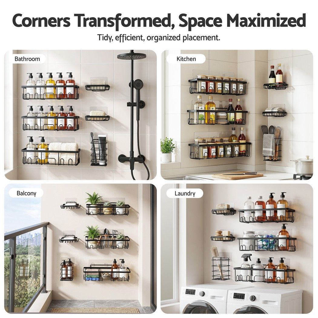 Artiss Shower Caddy Metal Bathroom Organiser Rust Resistant 6 Pack Bedworld