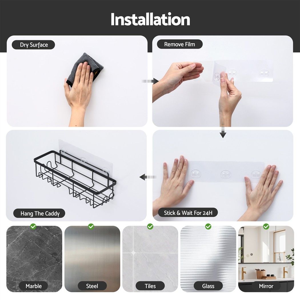 Artiss Shower Caddy Metal Bathroom Organiser Rust Resistant 6 Pack Bedworld