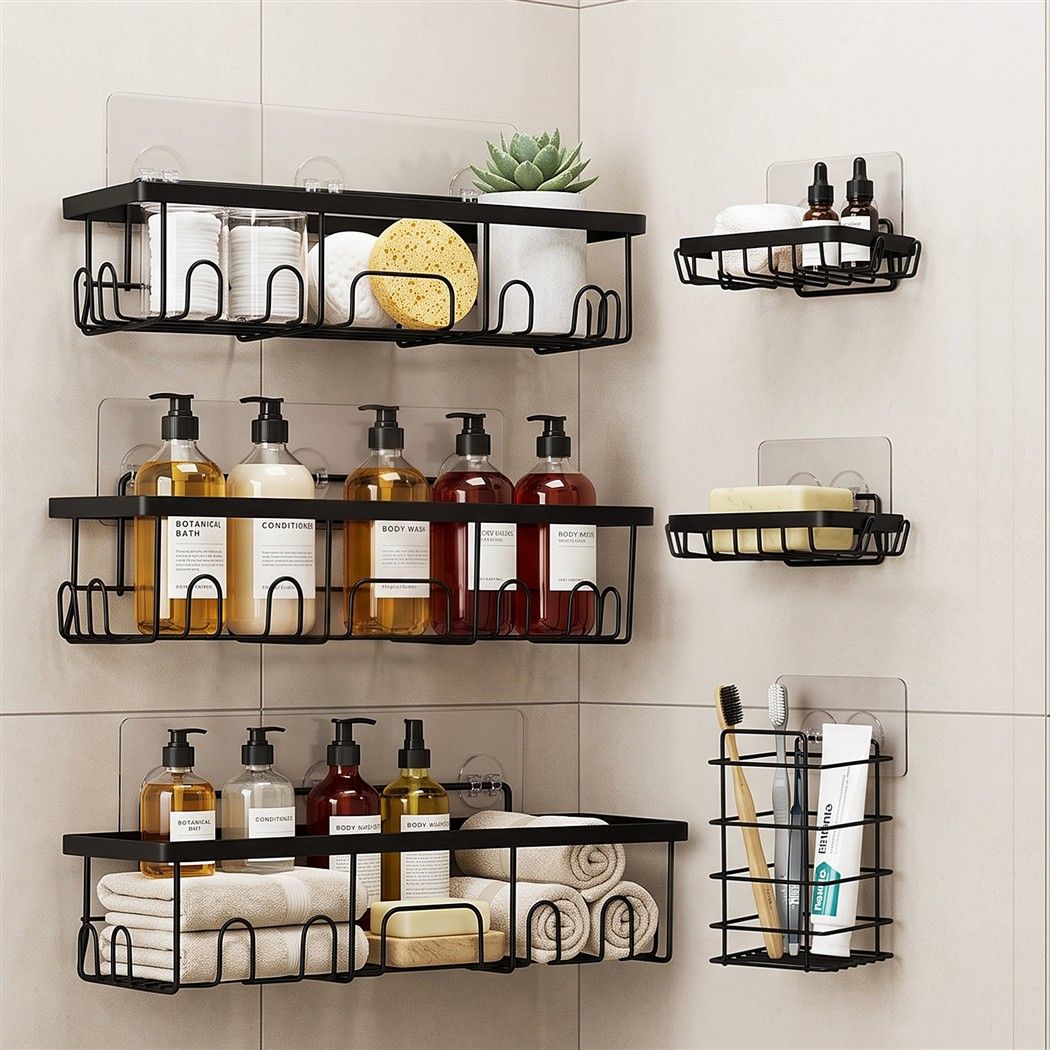 Artiss Shower Caddy Metal Bathroom Organiser Rust Resistant 6 Pack Bedworld