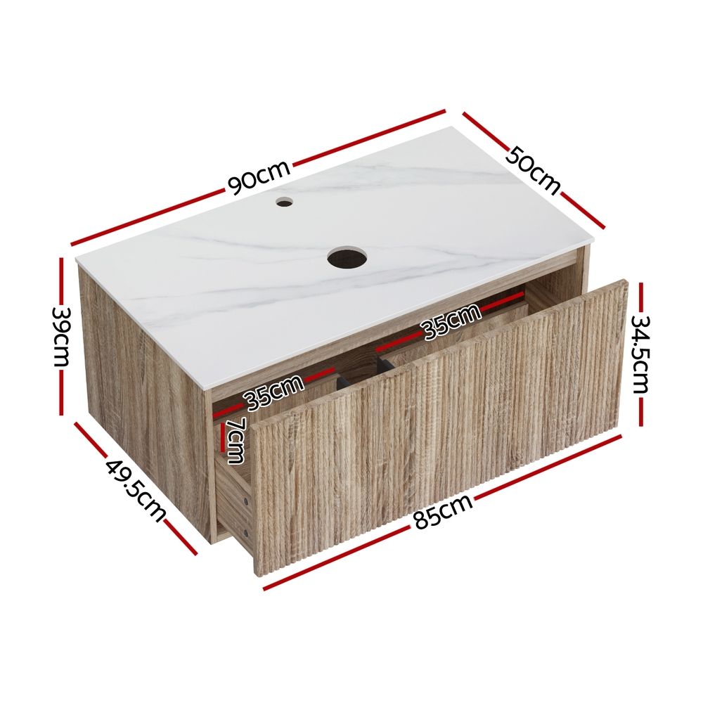 Cefito Vanity Unit 915mm with Basin Oak Bedworld