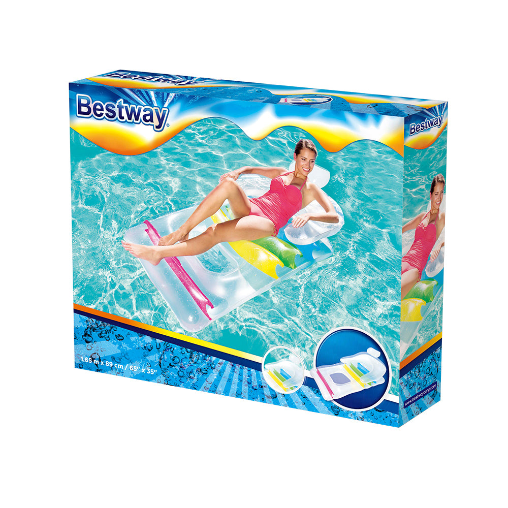 Bestway pool float lounge seat box with colorful inflatable lounge seat illustration