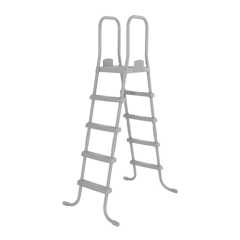 Above-ground pool ladder with removable steps, light gray frame and plastic steps