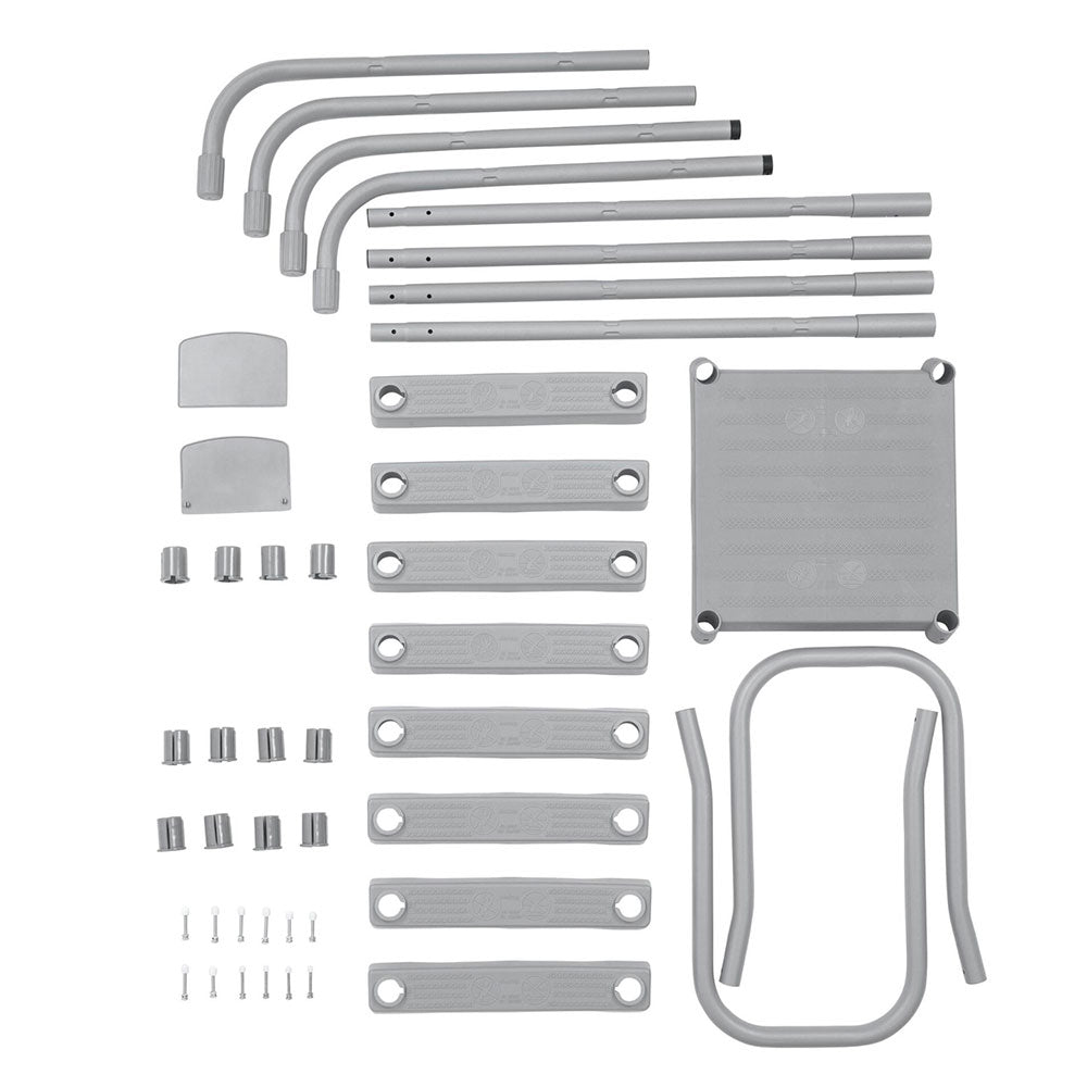 Above-ground pool ladder parts kit with gray handrails and removable step components