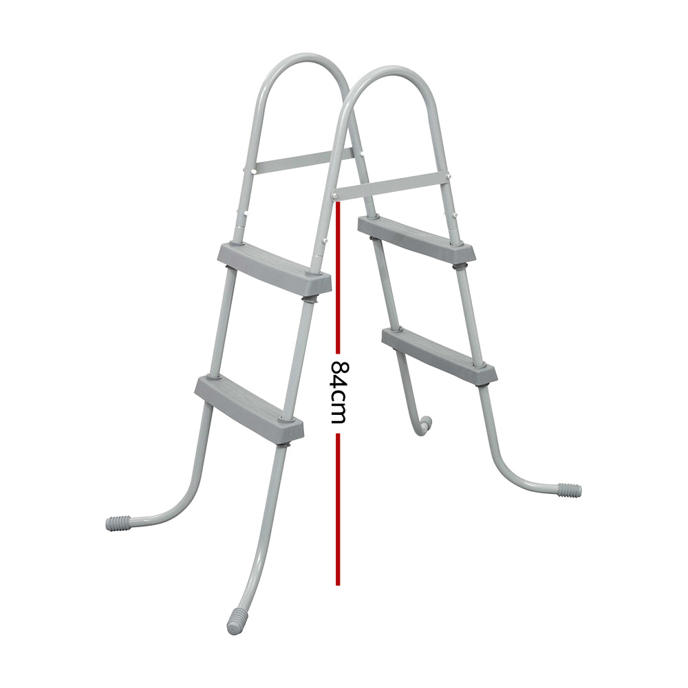 2-step pool ladder with height marking 84cm and two grey tread steps
