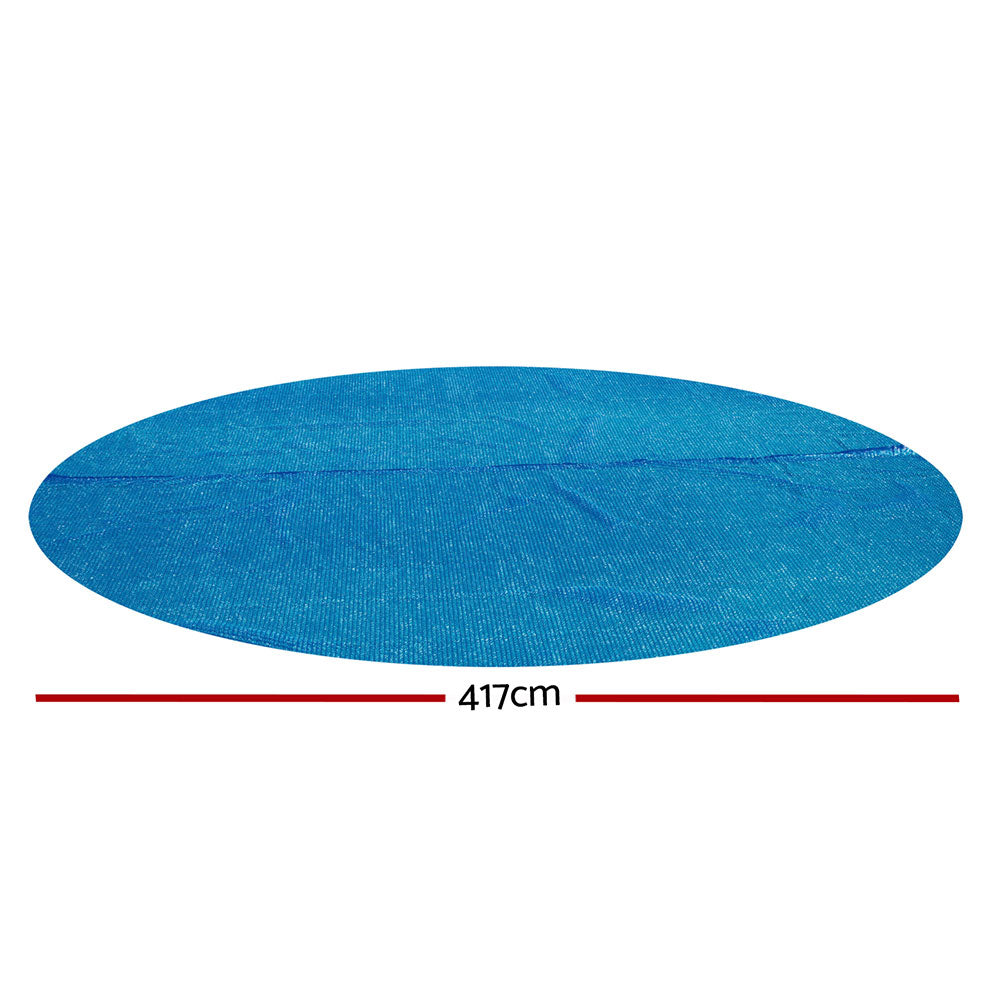 Round blue solar pool cover, 417cm diameter