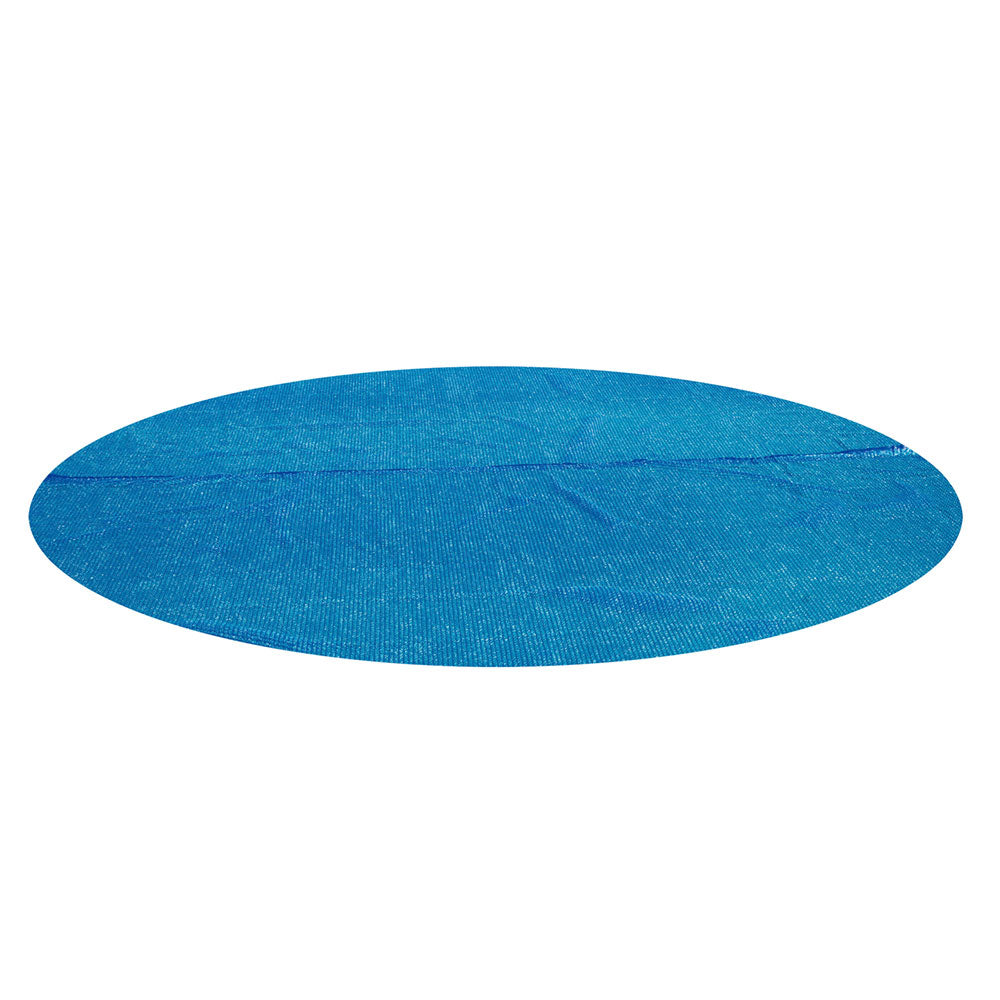 Round blue solar pool cover sheet, smooth textured surface