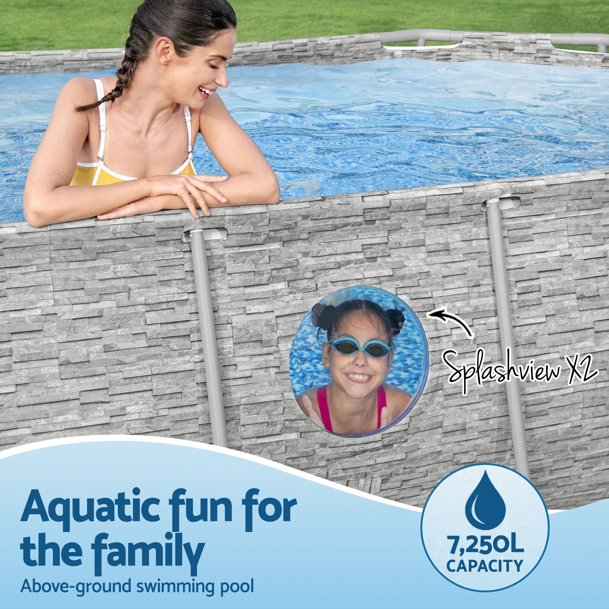 Bestway Swimming Pool 427x250x100cm Steel Frame Above Ground Pools Filter Pump Ladder 7250L Bedworld