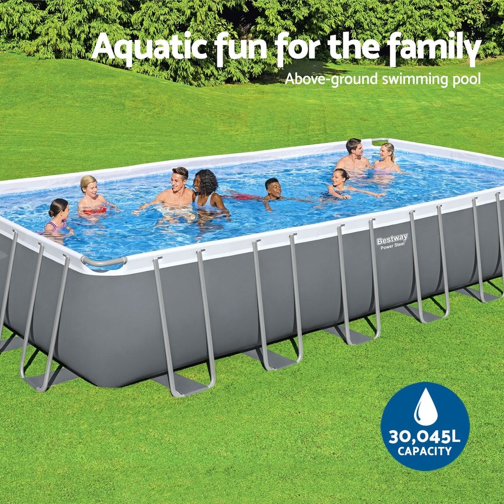 Bestway Swimming Pool 732x366x132cm Steel Frame Above Ground Pools Ladder 30045L Bedworld