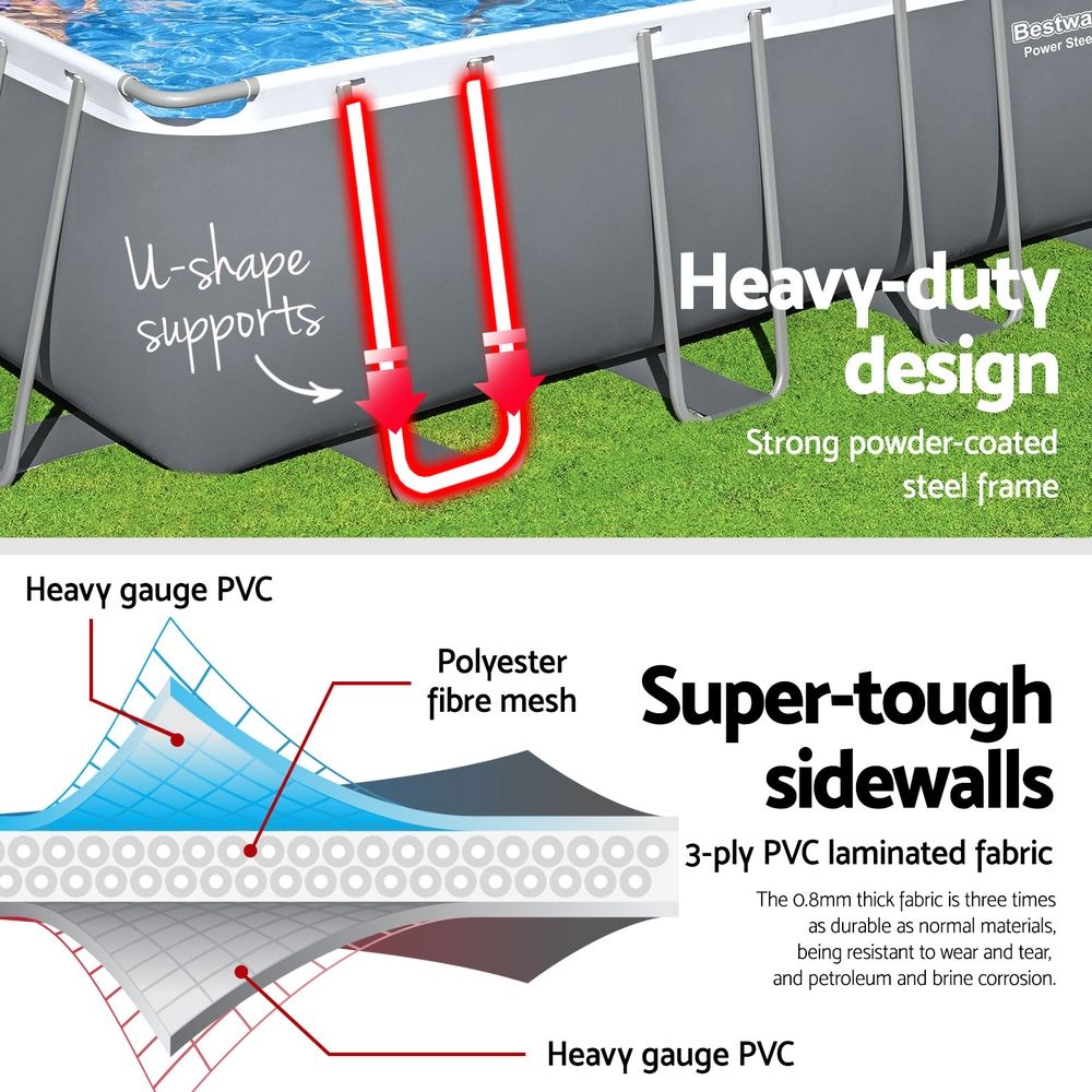 Bestway Swimming Pool 732x366x132cm Steel Frame Above Ground Pools Ladder 30045L Bedworld