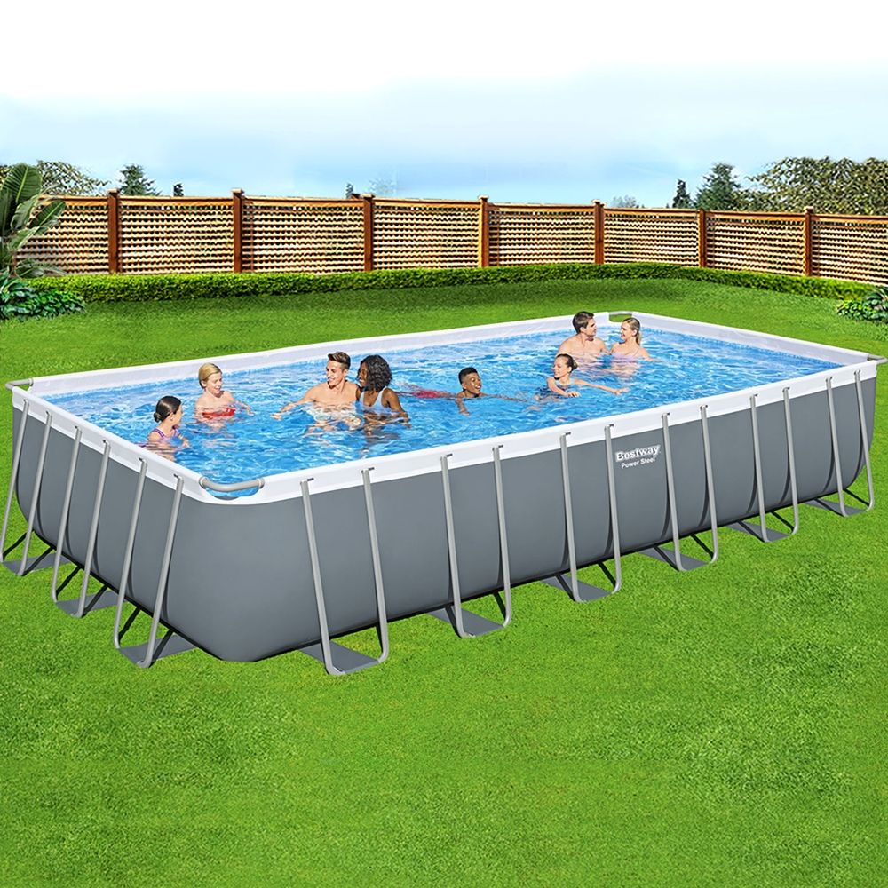 Bestway Swimming Pool 732x366x132cm Steel Frame Above Ground Pools Ladder 30045L Bedworld