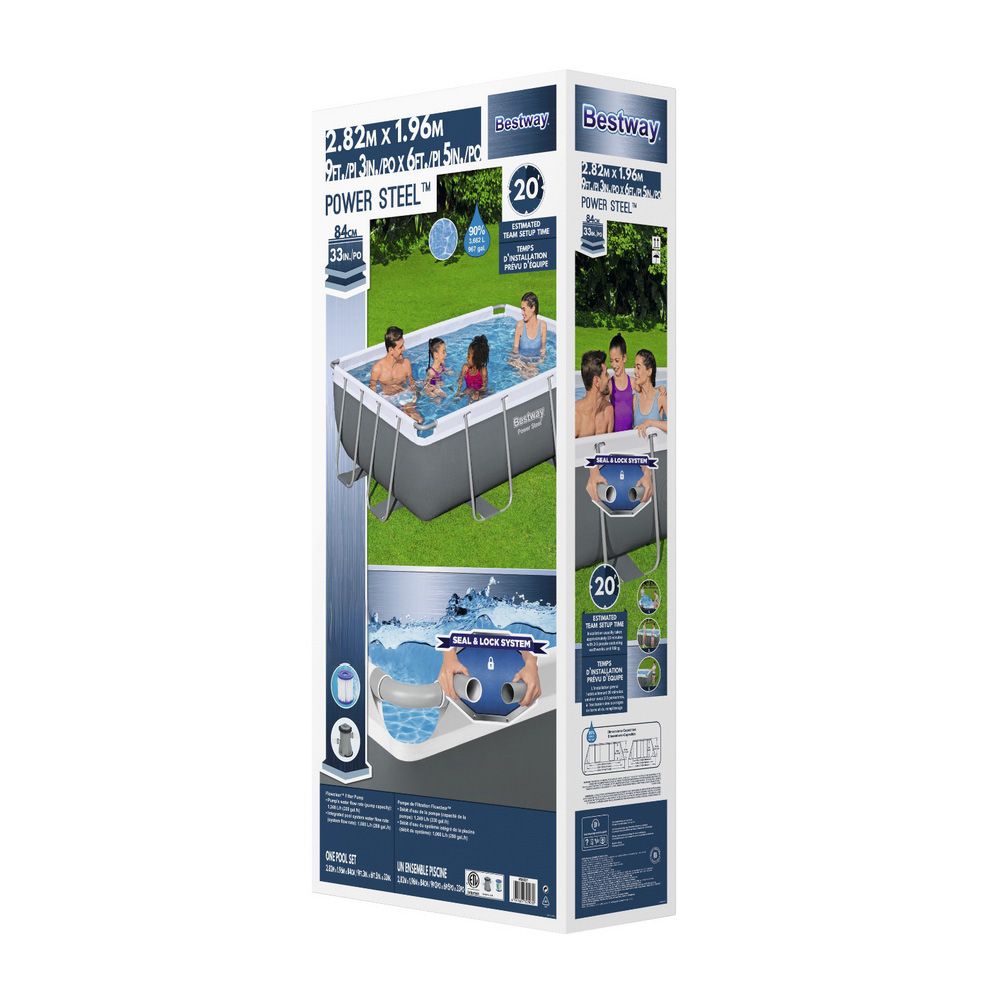 Bestway Swimming Pool 282x196x84cm Steel Frame Above Ground Pools Filter Pump 3662L Bedworld