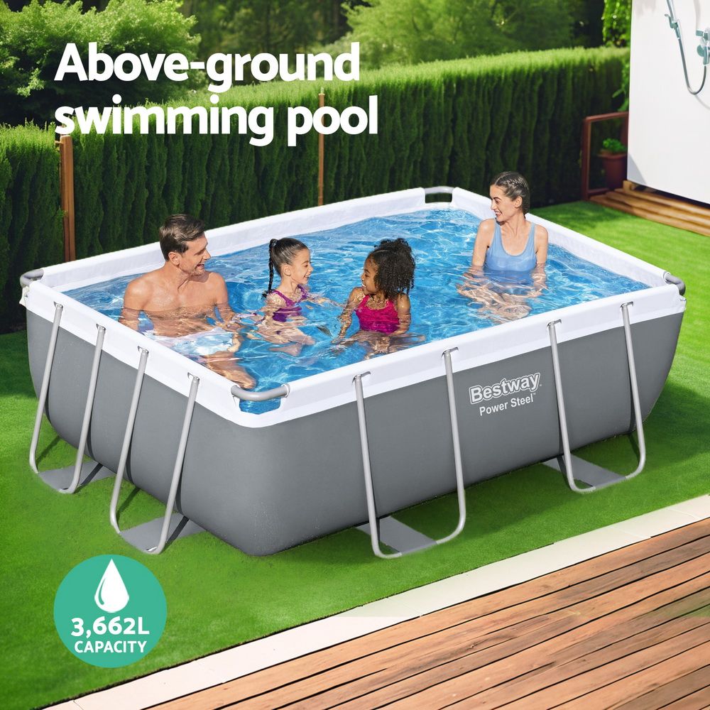 Bestway Swimming Pool 282x196x84cm Steel Frame Above Ground Pools Filter Pump 3662L Bedworld