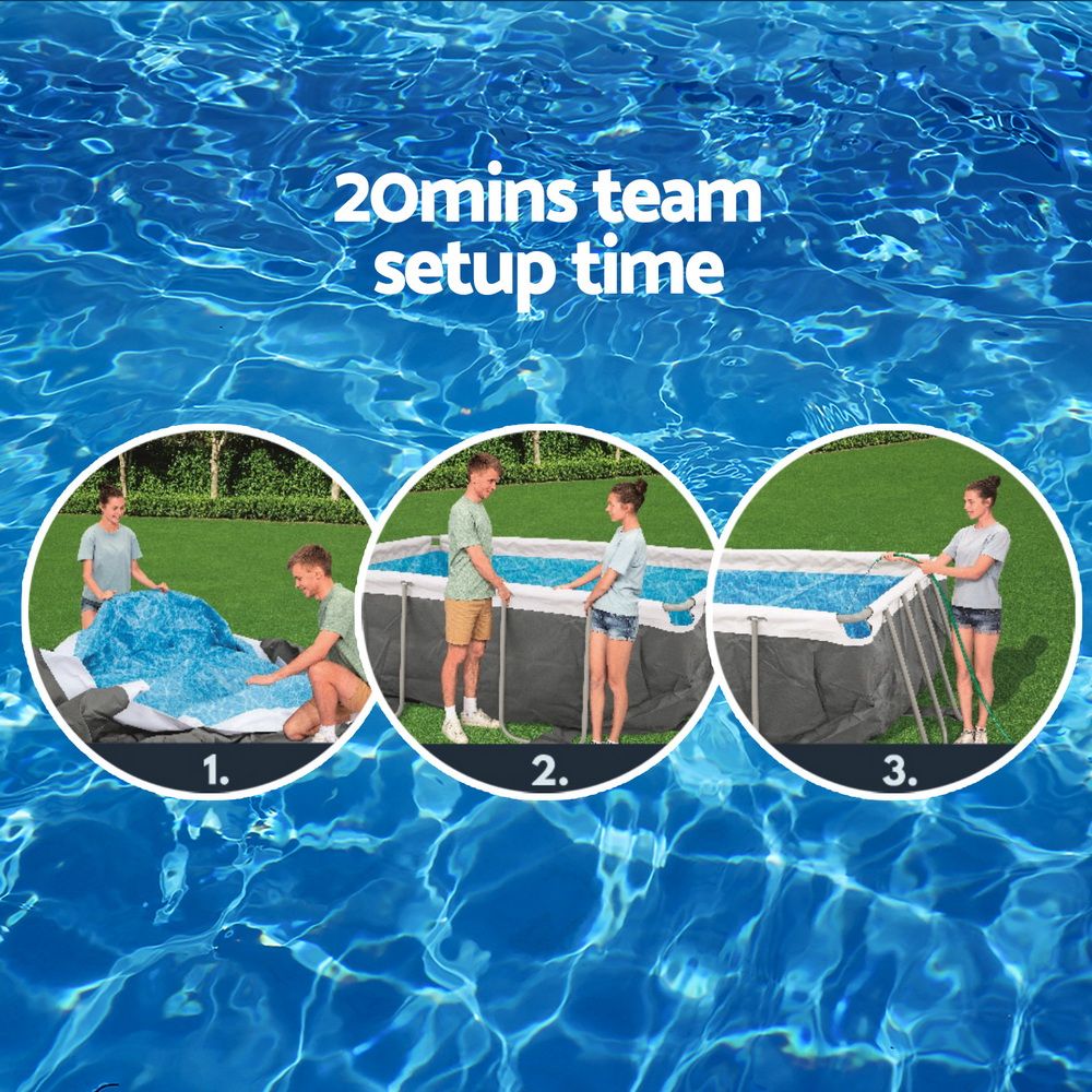 Bestway Swimming Pool 282x196x84cm Steel Frame Above Ground Pools Filter Pump 3662L Bedworld