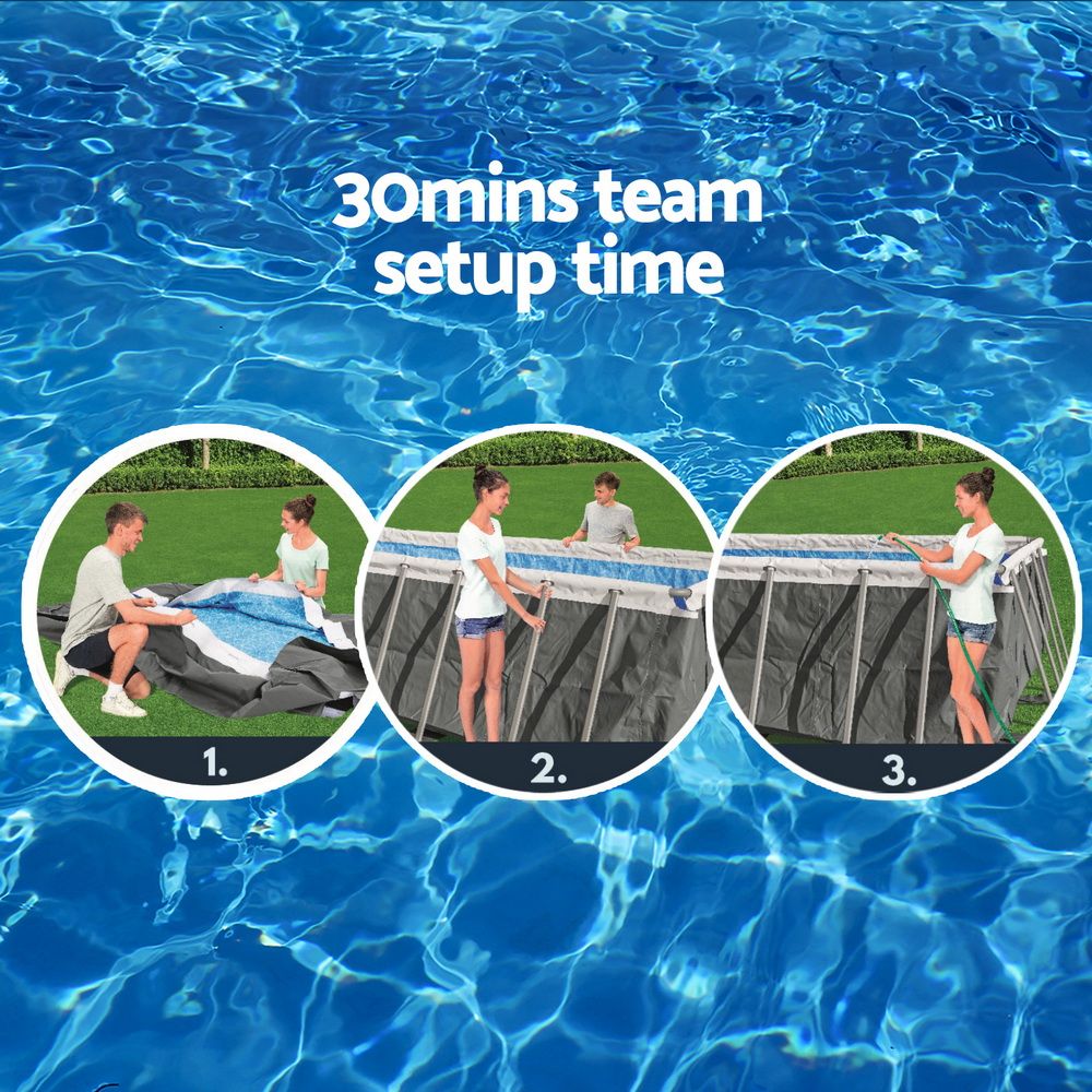 Bestway Swimming Pool 640x274x132cm Steel Frame Above Ground Pools Filter Pump Ladder 19281L Bedworld