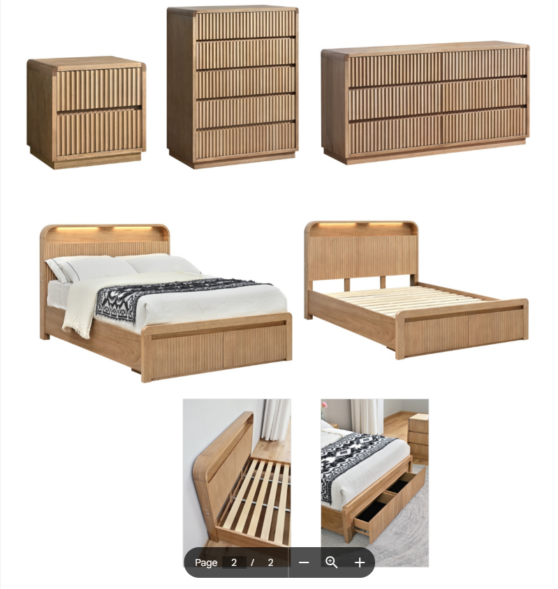 Balmain Solid Messmate Timber Bed Frame USB LED