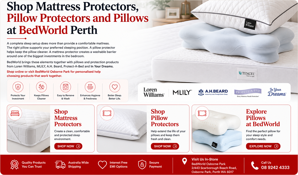 Bedworld Perth mattress protectors, pillow protectors and pillows shopping guide