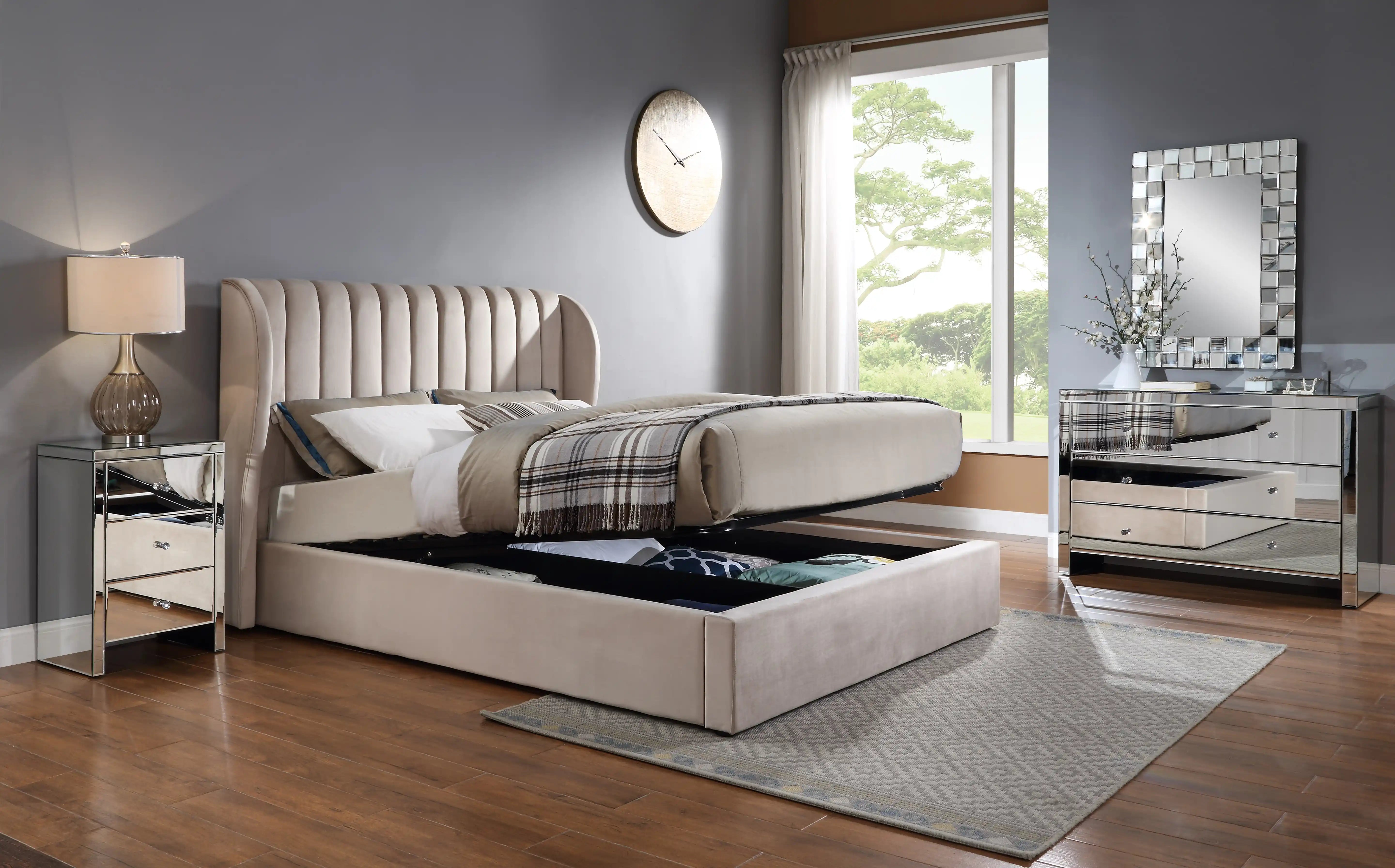 Belair Gas Lift Upholstered Storage Bedframe - bottom view