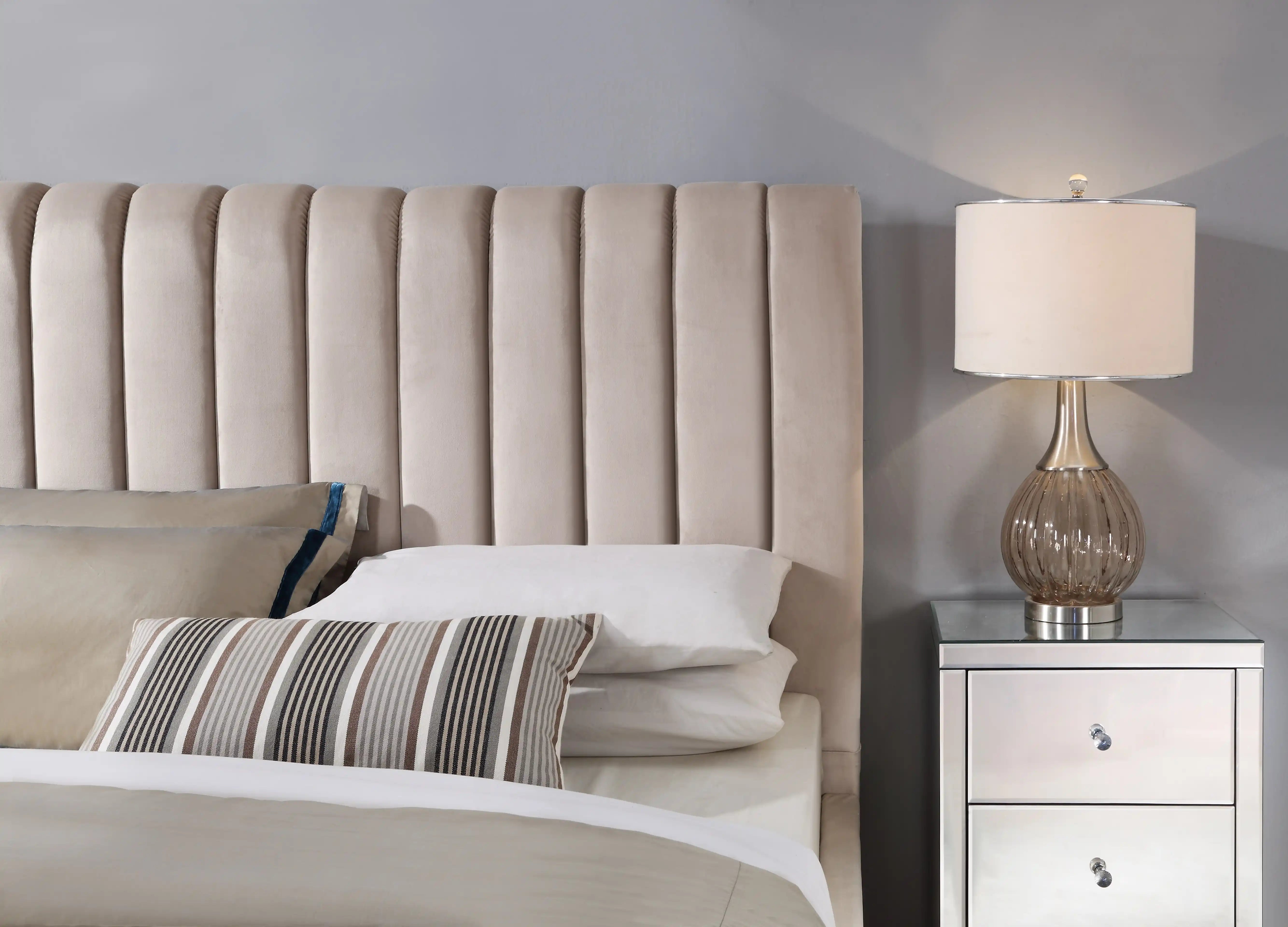 Belair Gas Lift Upholstered Storage Bedframe - in beige