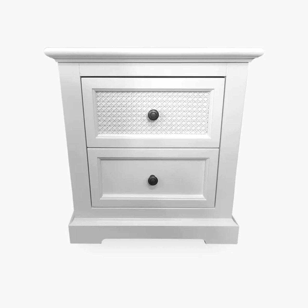 BELLA Timber White Rattan Style Queen 4-Piece Bedroom Suite