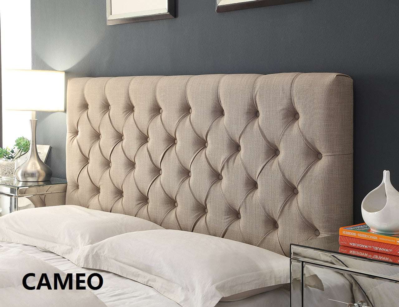 Cameo Upholstered Linen Fabric Headboard