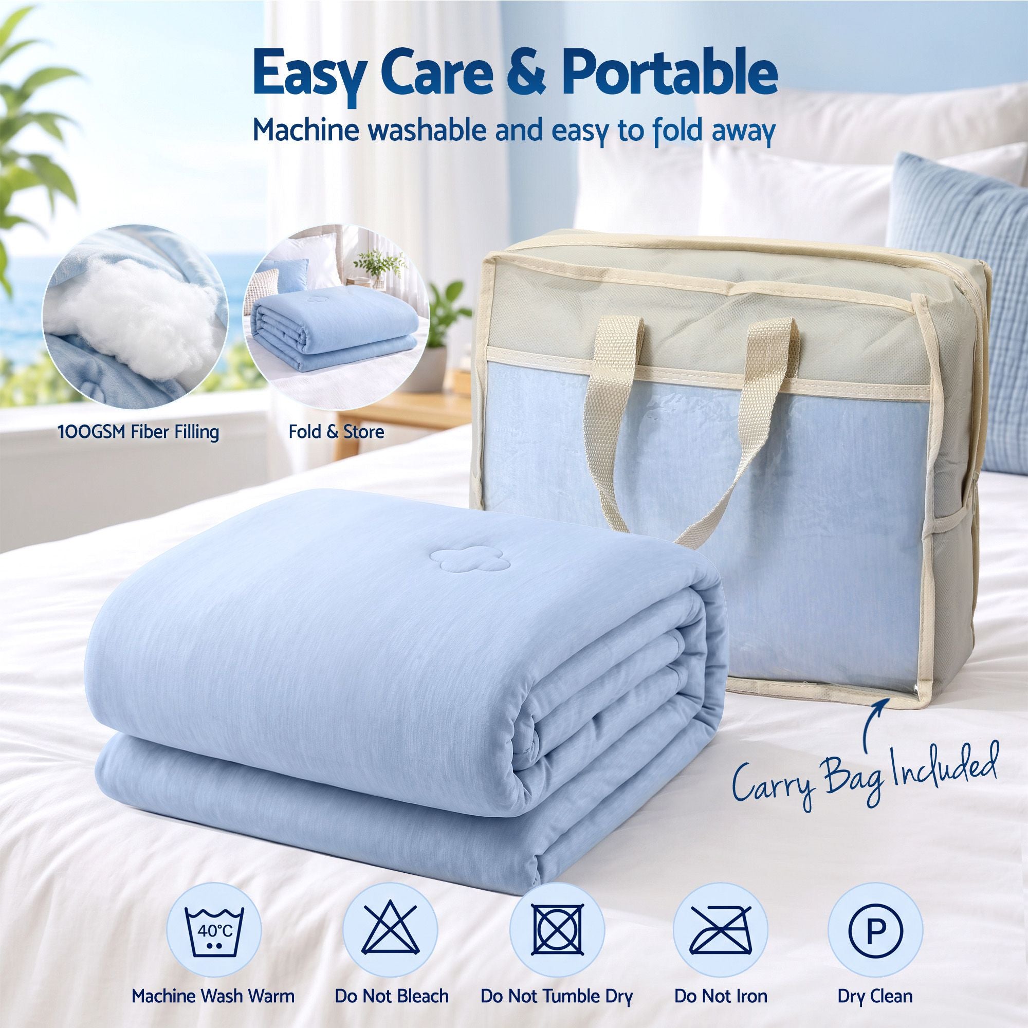 Giselle Cooling Blanket Double 180 x 210cm Summer Quilt Lightweight Hot Sleepers Bedworld