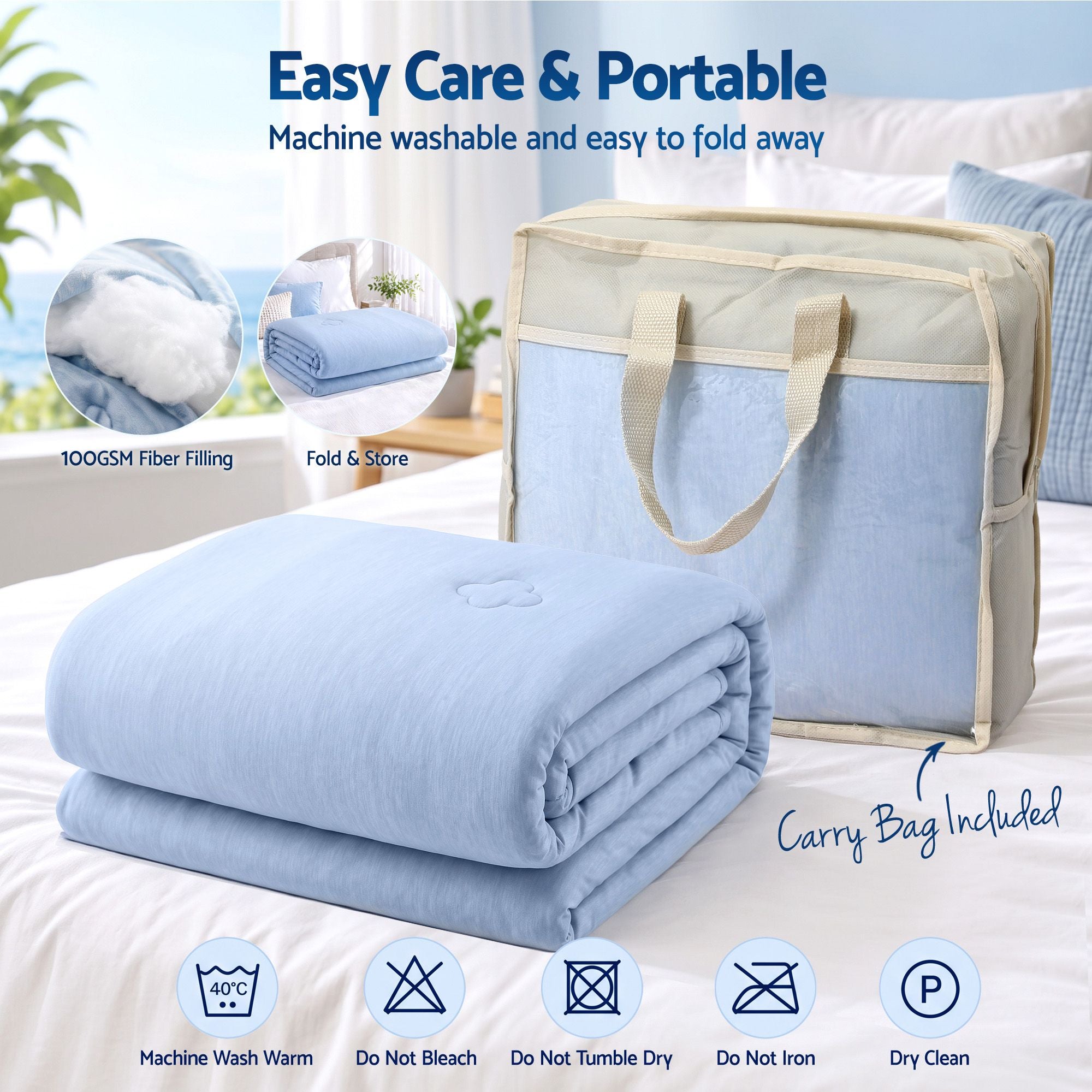 Giselle Cooling Blanket 210cm x 210cm Queen Summer Quilt Sleepers Double Sided Bedworld