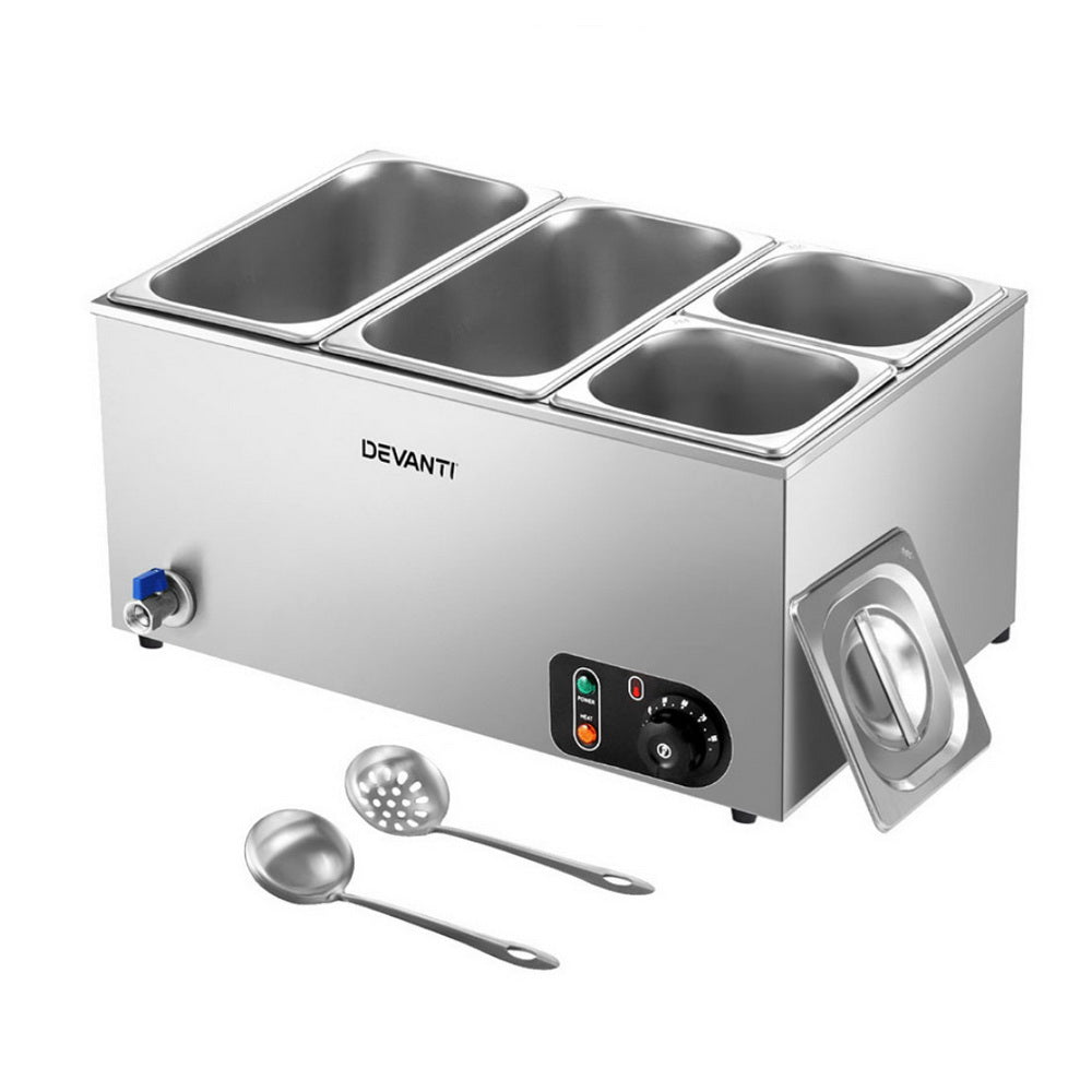 Devanti Commercial Food Warmer Bain Marie 4 Electric Buffet Pans
