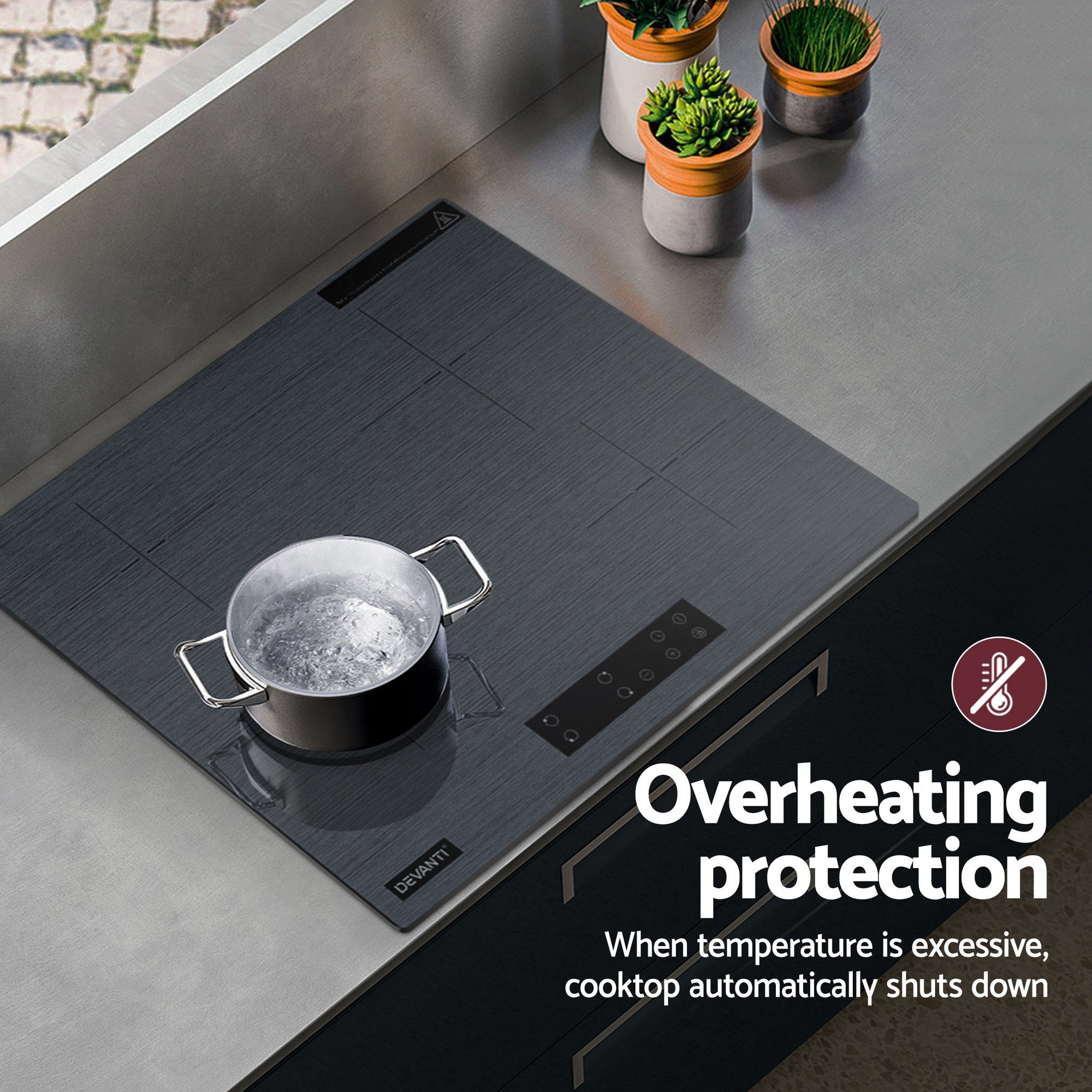 Devanti Electric Ceramic Cooktop 60cm Touch Control Grey